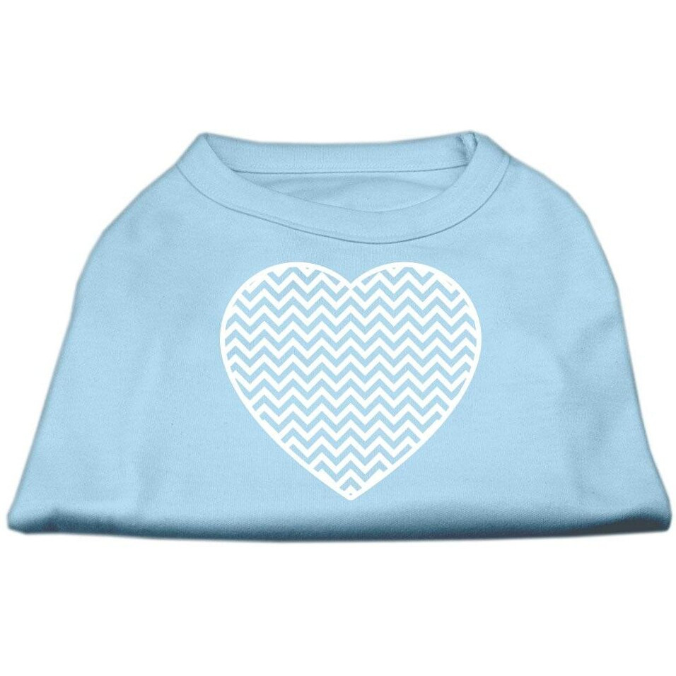 Mirage Pet Products Chevron Heart Screen Print Dog Shirt, Large, Baby Blue