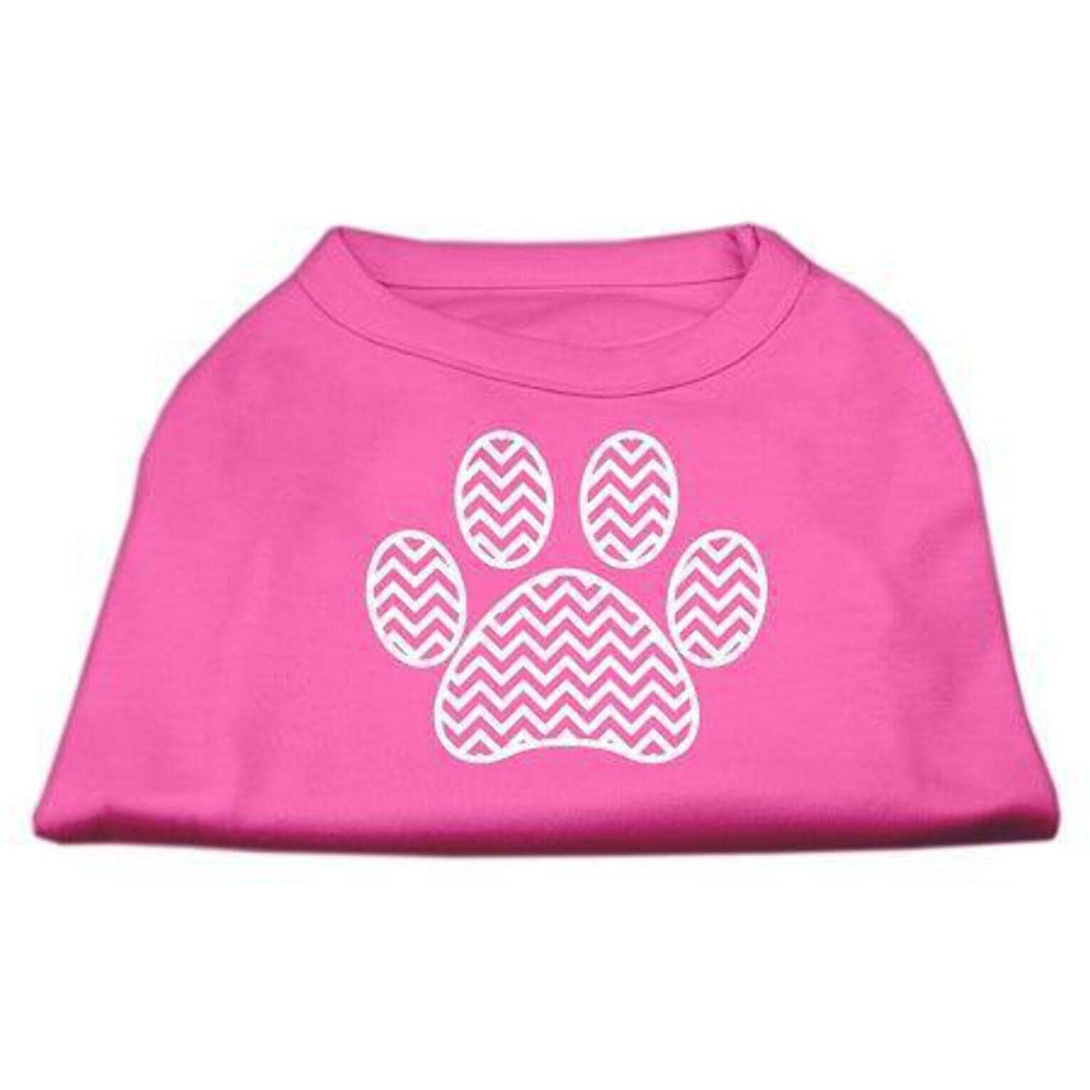 Mirage Pet Products Chevron Paw Screen Print Shirt, Medium, Bright Pink