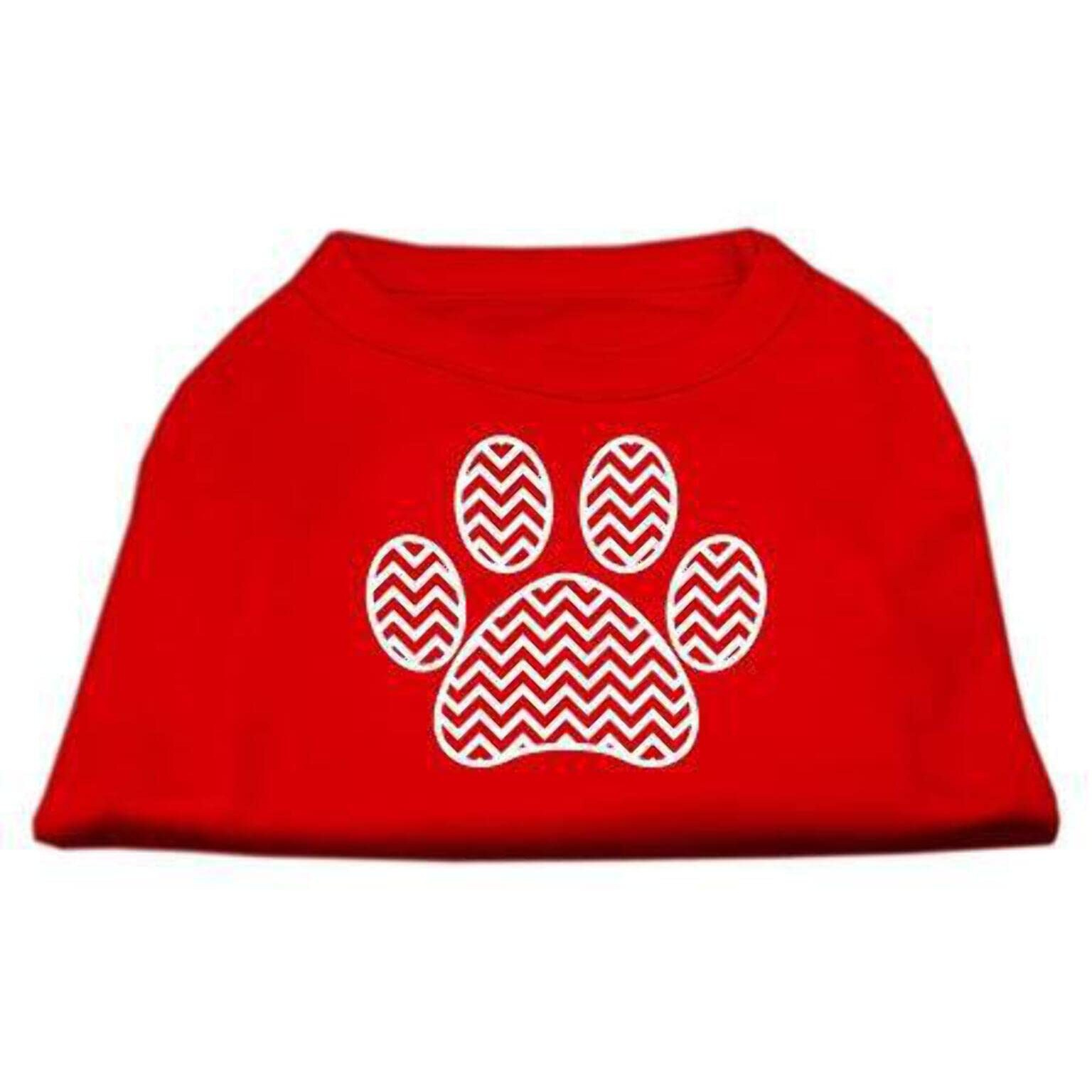 Mirage Pet Products Chevron Paw Screen Print Shirt, Size 10, Red