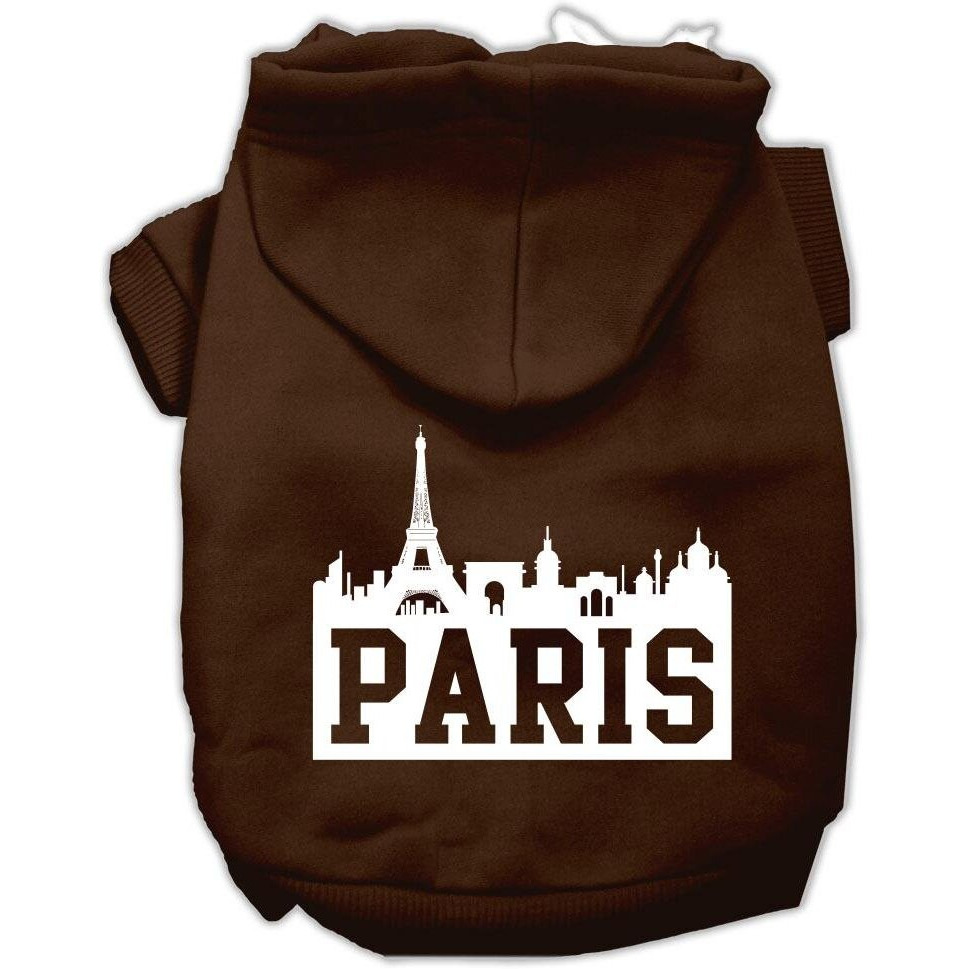 Mirage Pet Products 62-71 XXLBR Paris Skyline Screen Print Brown Pet Hoodie, XX-Large