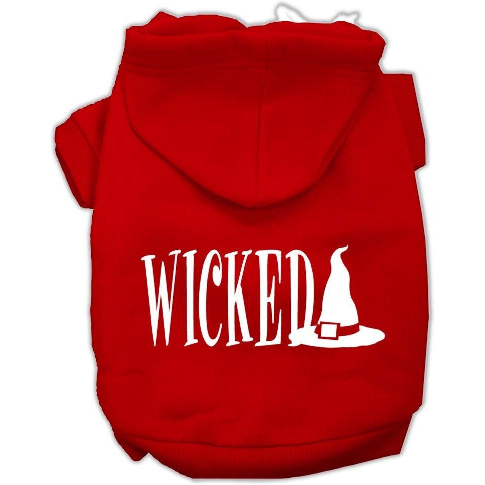 Halloween Pet Dog & Cat Hoodie Screen Printed,  Wicked  Red XS (0-3 lbs.)