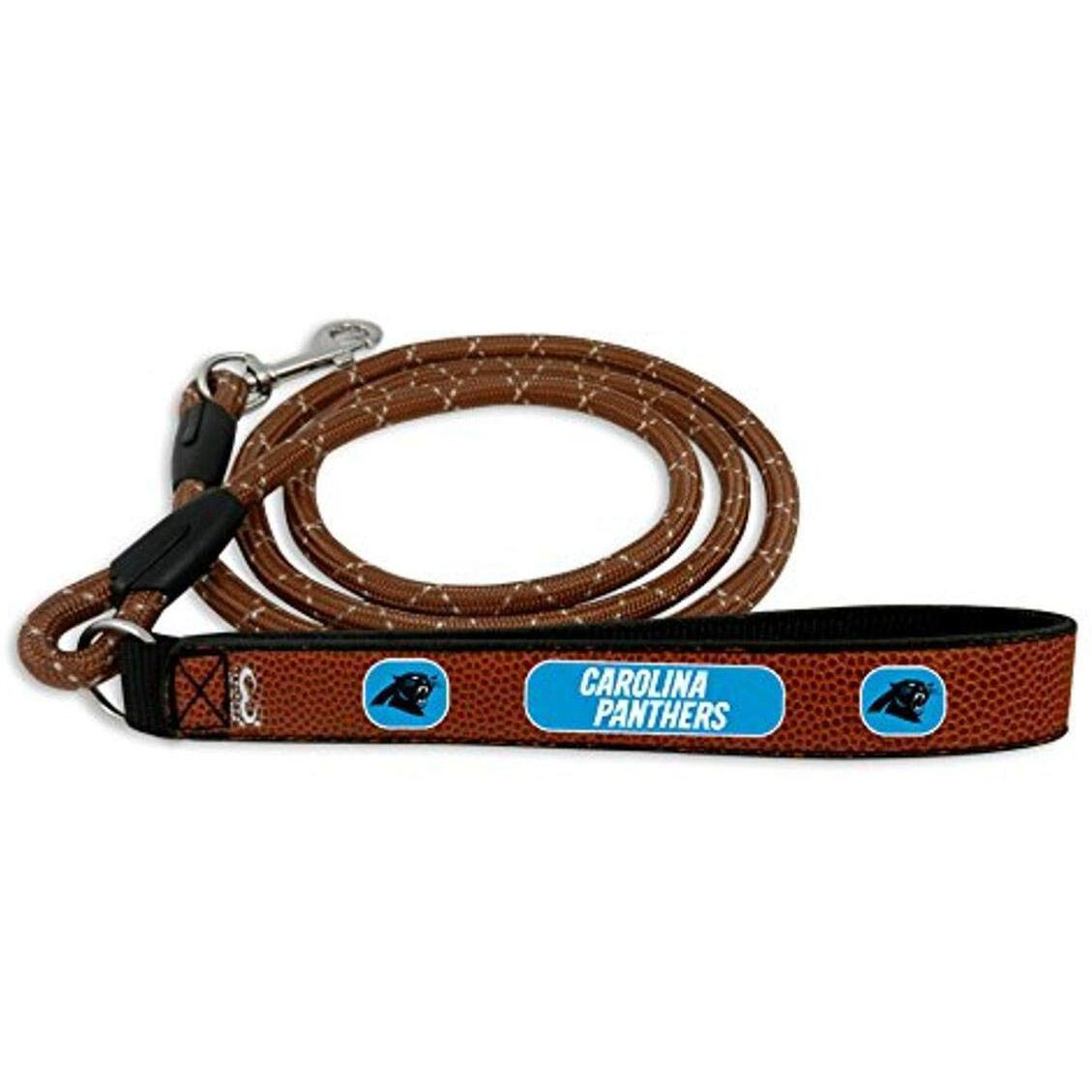 GameWear NFL Carolina Panthers Football Leather Rope Leash, Medium, Brown