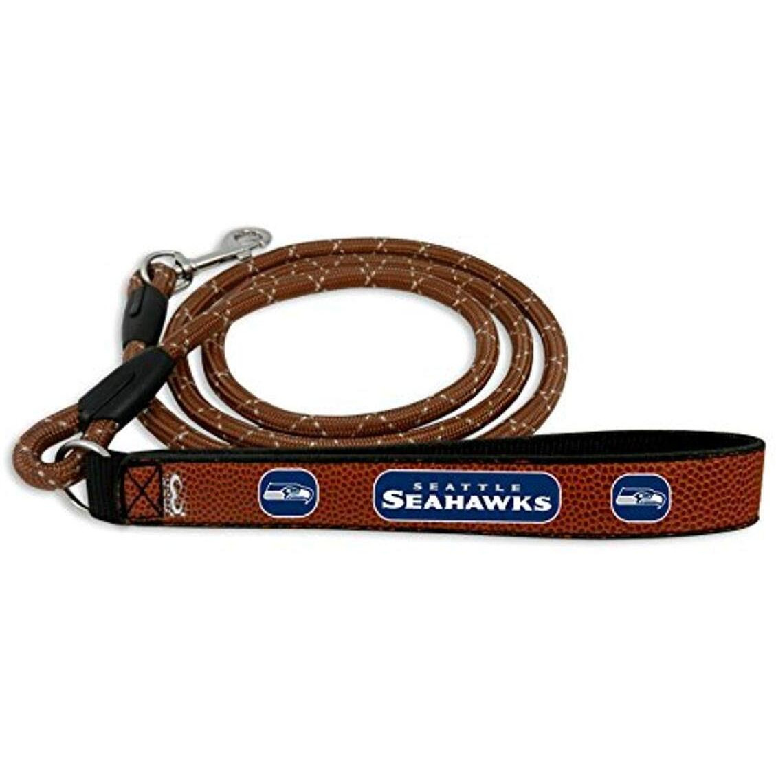 GameWear NFL Seattle Seahaks Football Leather Rope Leash, Large, Bron