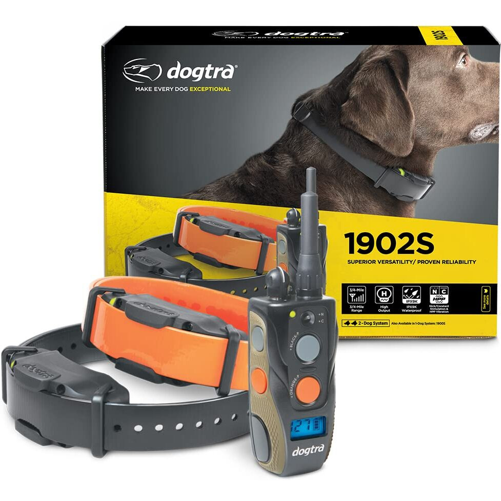 Dogtra 1902S Ergonomic 3/4-Mile IPX9K Waterproof High-Output 2-Dog Remote Dog Training E-Collar