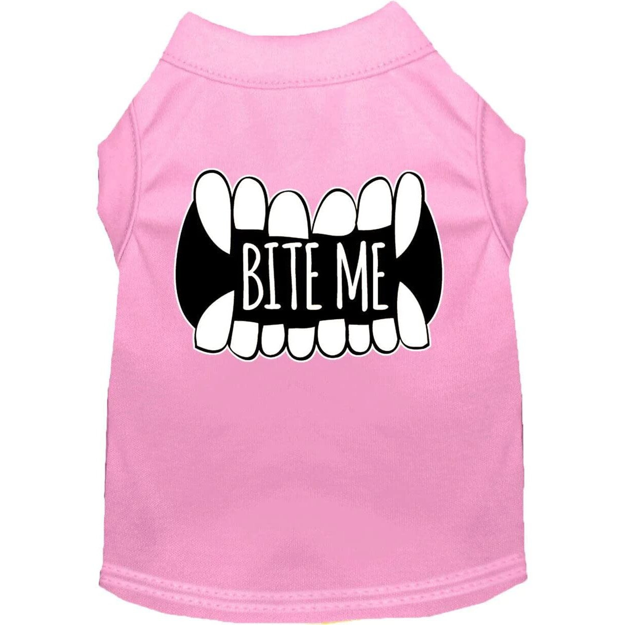 Bite Me Screen Print Dog Shirt Light Pink Lg 14