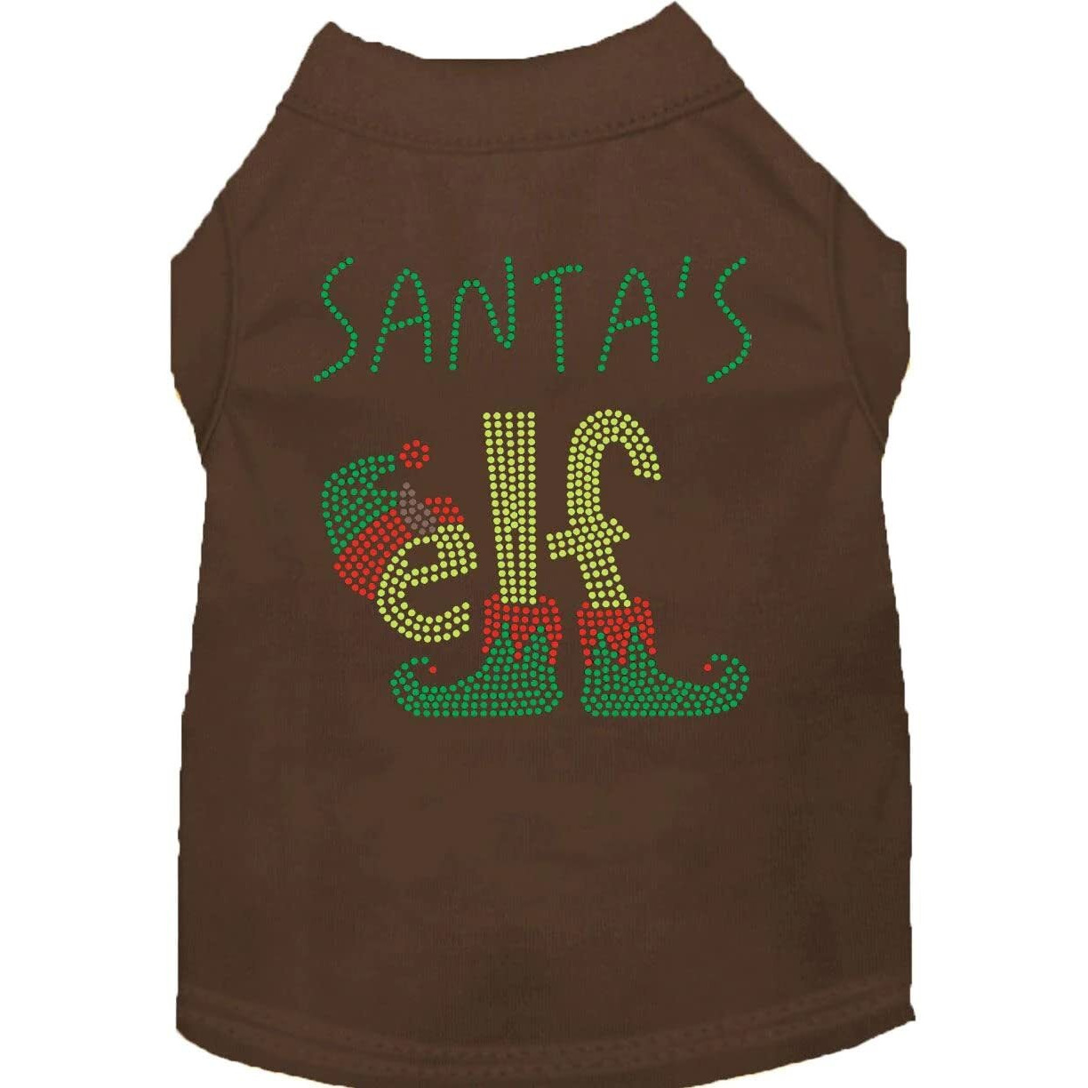 Santas Elf Rhinestone Dog Shirt Brown Sm 10