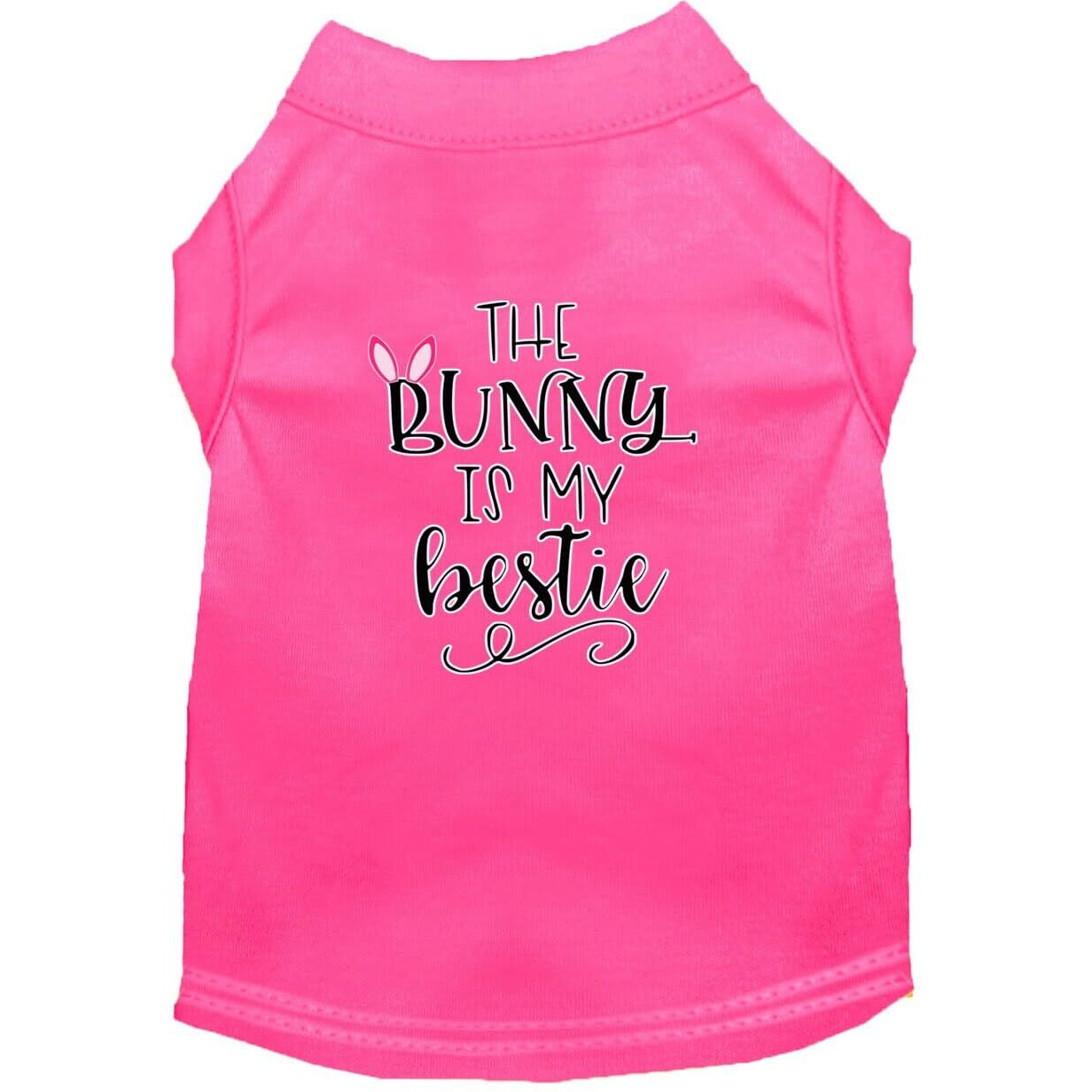 Pet Dog & Cat Shirt Screen Printed,  The Bunny Is My Bestie  Bright Pink LG (10-14 lbs.)