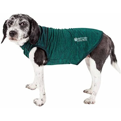 Pet Life  Active 'Aero-Pawlse' Heathered Fitness and Yoga Dog T-Shirt Tank Top - Performance Pet T-Shirt with 4-Way-Stretch and Quick-Dry Technology - Summer Dog Clothes with Added Reflective Safety