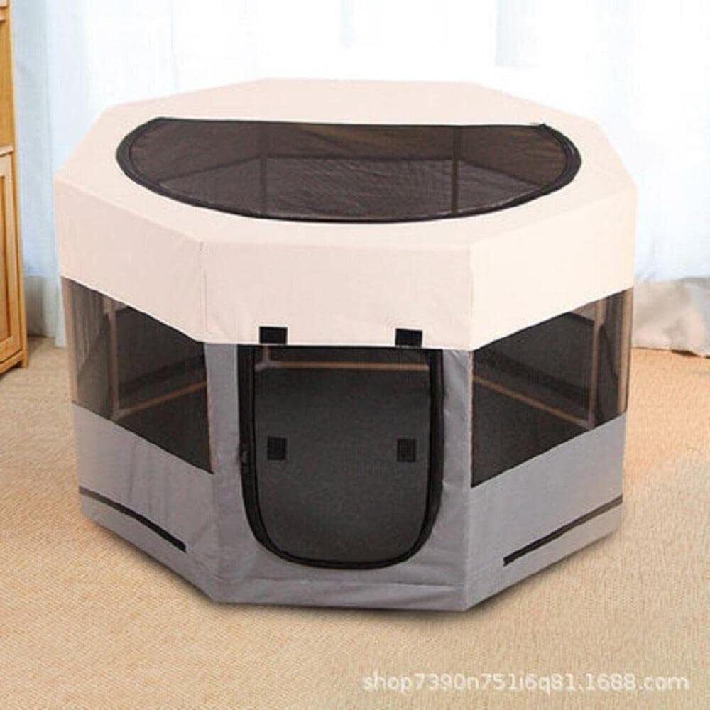 Portable Pet Soft Playpen, Pop up Tent Indoor & Outdoor Use Durable Paw Kennel Cage, Waterproof Bottom Removable Top Puppy Pen (Gray)