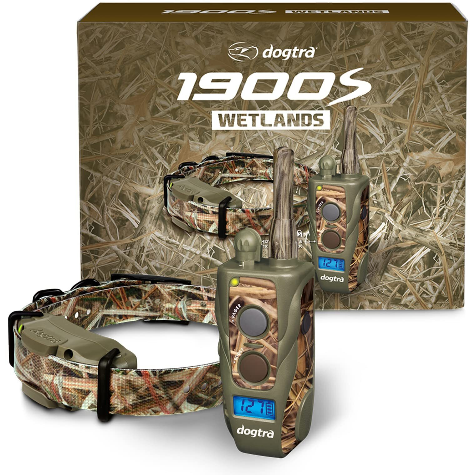 Dogtra 1900S Wetlands Boost & Lock Remote Dog Training E-Collar Ergonomic 3/4-Mile Range, Waterproof, Rechargeable, High-Output, Camouflage