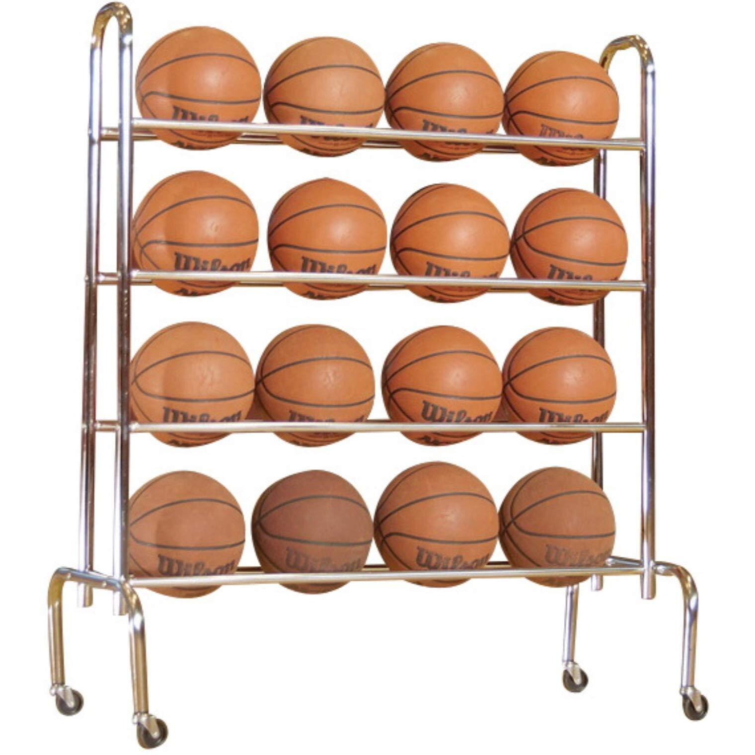 Tandem Sport 4 Tier Ball Rack - Volleyball/Basketball Training Equipment Ball Holder - Volleyball Ball Cart - Holds up to 16 Athletic Balls