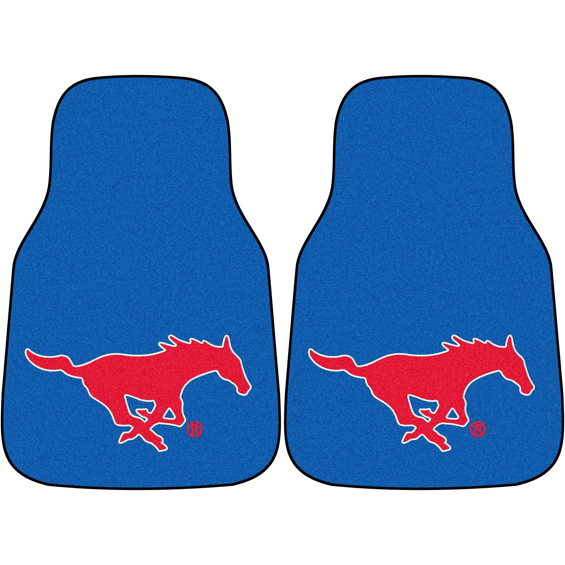 FANMATS NCAA Southern Methodist University Mustangs Nylon Face 2-pc Carpet Car Mat Set, 18 x27