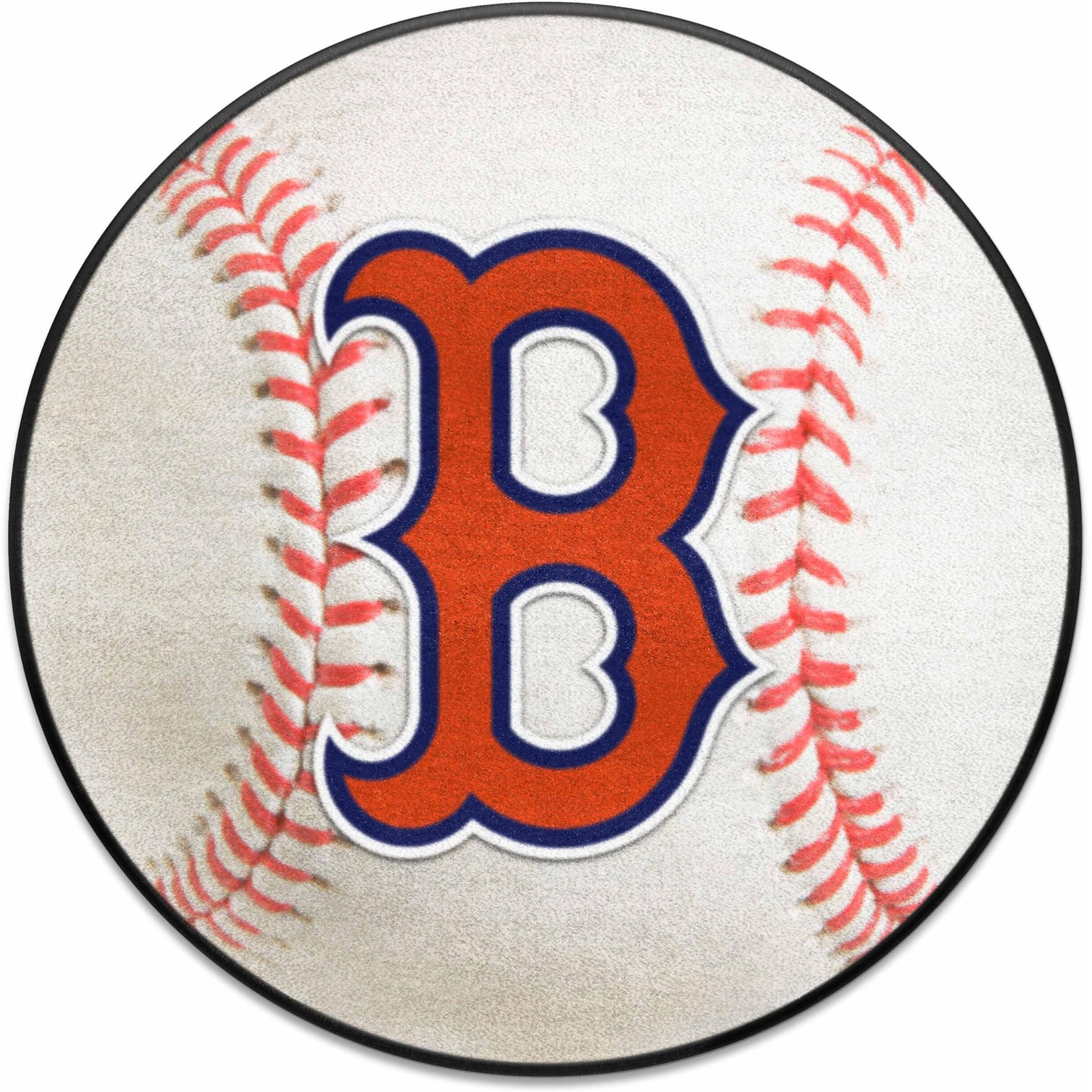 FANMATS 6332 Boston Red Sox Baseball Shaped Accent Rug - 27in. Diameter - B Hat Logo