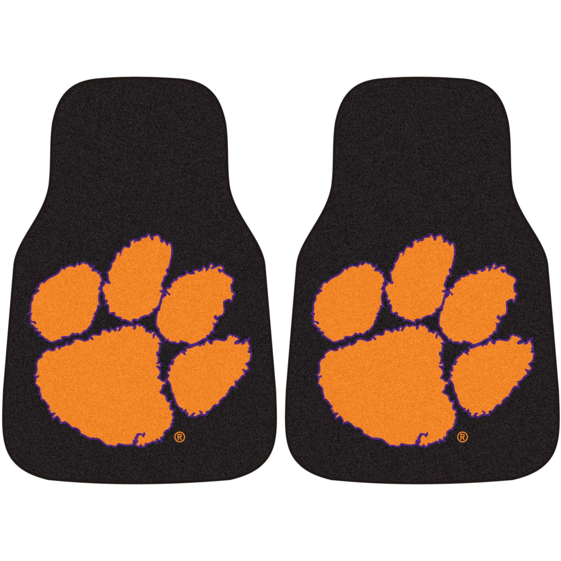 Clemson University Black Carpet Car Mat Set - 2 Pieces