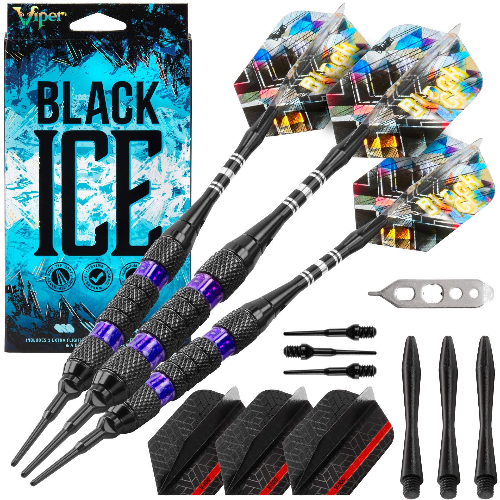 Viper Black Ice Soft Tip Darts with Purple Rings, 16 Grams