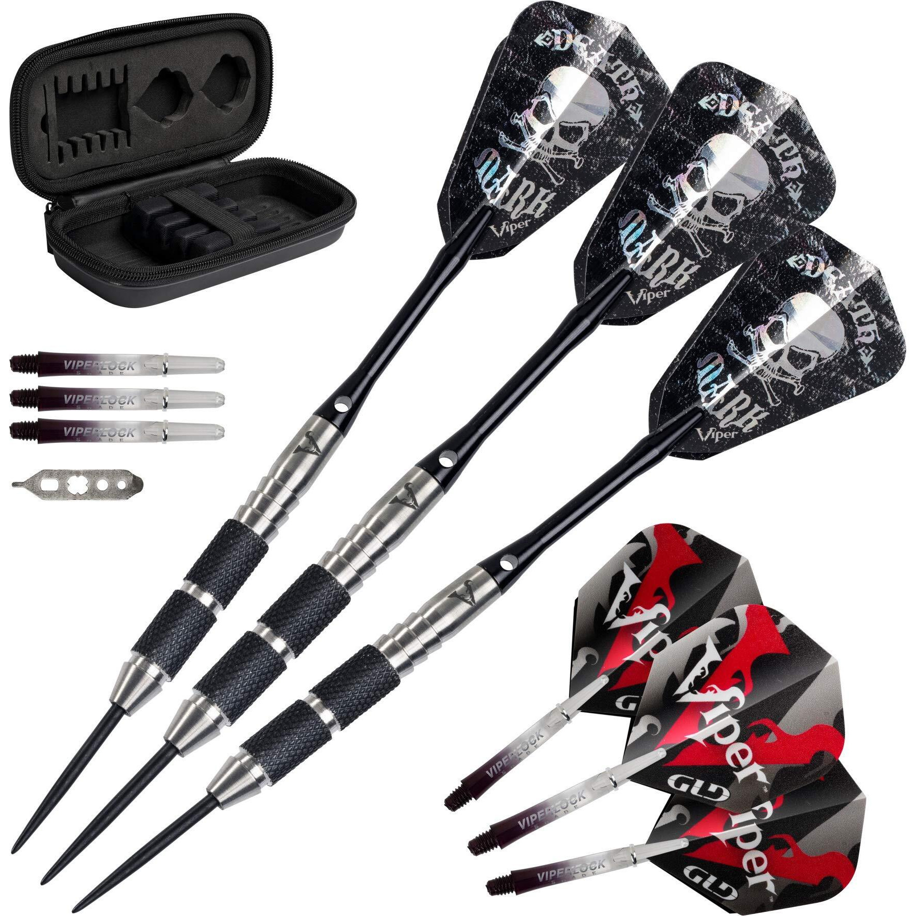 Viper by GLD Products Desperado 80% Tungsten Steel Tip Darts with Storage/Travel Case Death Mark, 24 Grams , Black