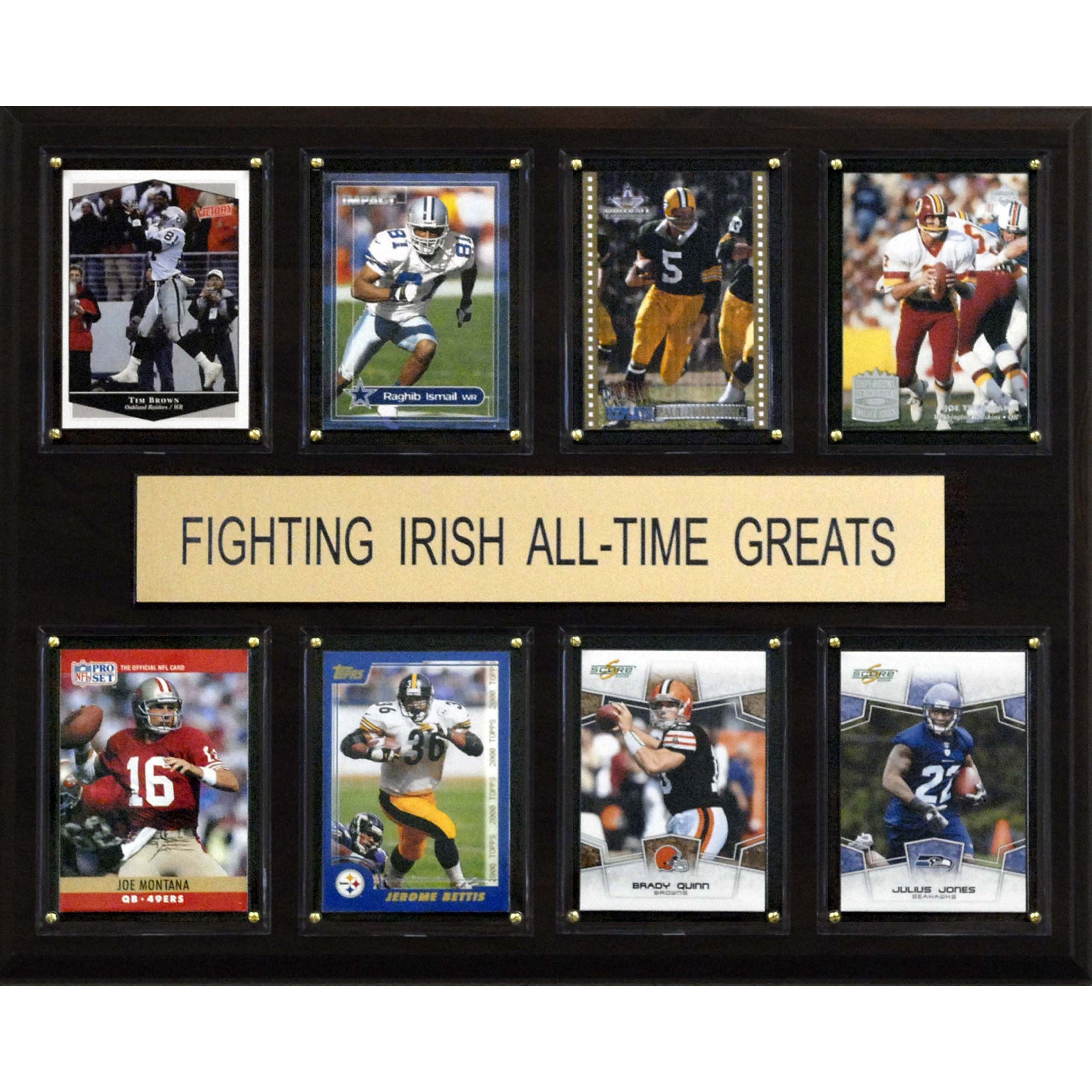 C&I Collectables Notre Dame Fighting Irish All-Time Greats Plaque, Sports Memorabilia Decorative Plaque, Wall Art, Cherry Wood, 12  x 15