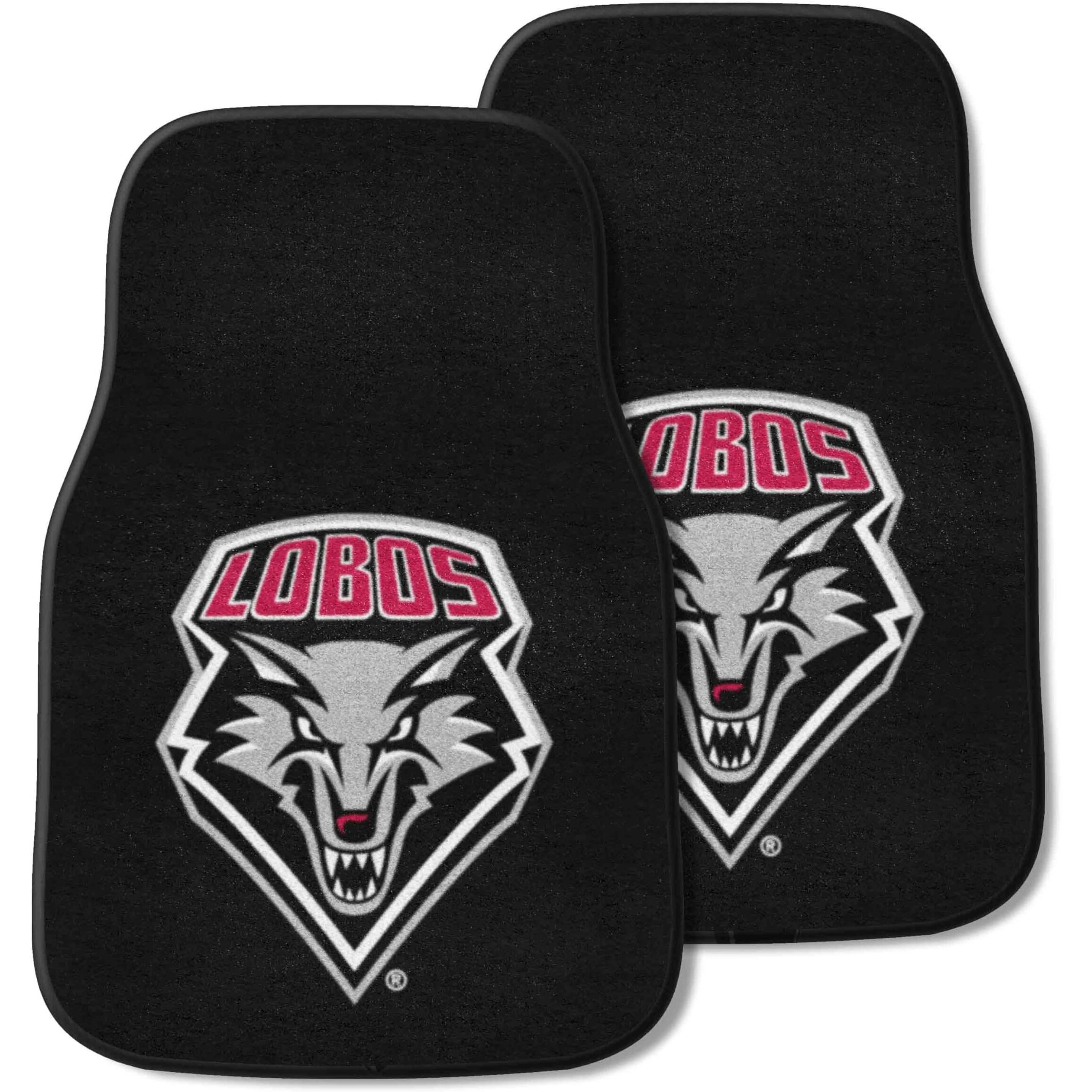 FANMATS 5469 New Mexico Lobos Front 2-Piece Team Logo Carpet Car Mat Set, Front Row Automotive Floor Mats, Non-Slip Backing, Team Colors