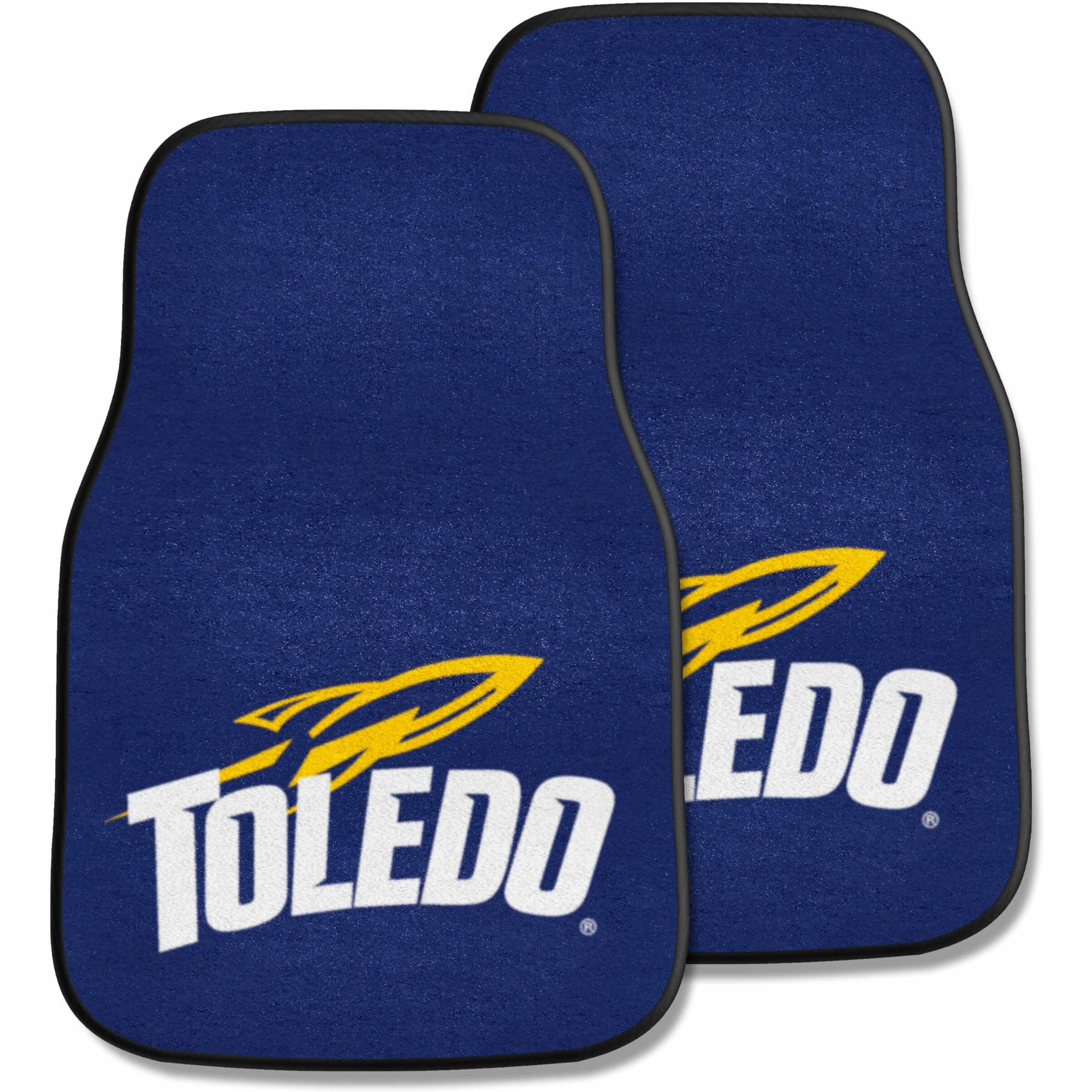 FANMATS 5486 Toledo Rockets Front 2-Piece Team Logo Carpet Car Mat Set, Front Row Automotive Floor Mats, Non-Slip Backing, Team Colors