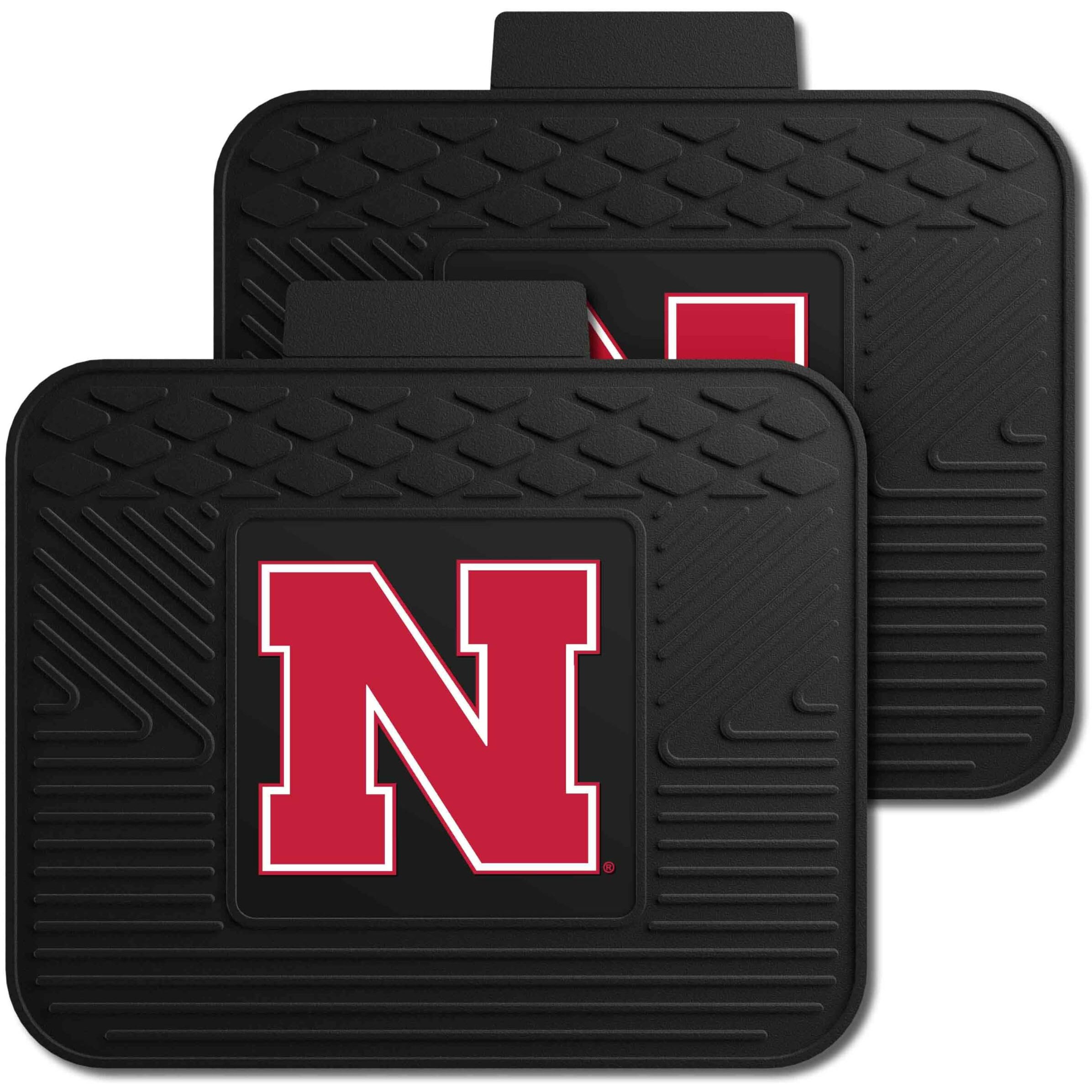 FANMATS - 12291 NCAA University of Nebraska Cornhuskers Vinyl 2-Pack Utility Mats Pack of 2 , Black