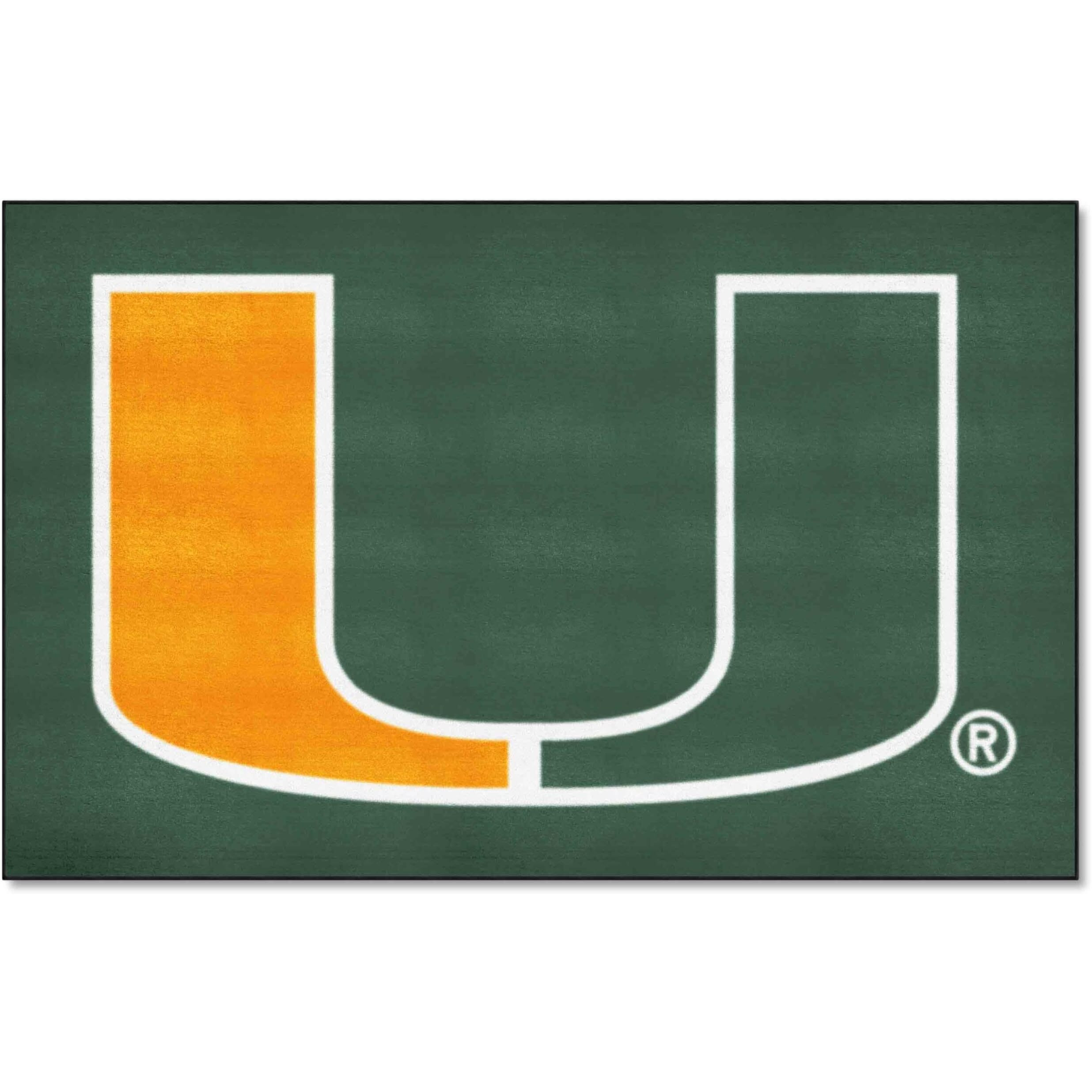 FANMATS 4461 Miami Hurricanes Ulti-Mat Rug - 5ft. x 8ft. | Sports Fan Area Rug, Home Decor Rug and Tailgating Mat - U Primary Logo, Green