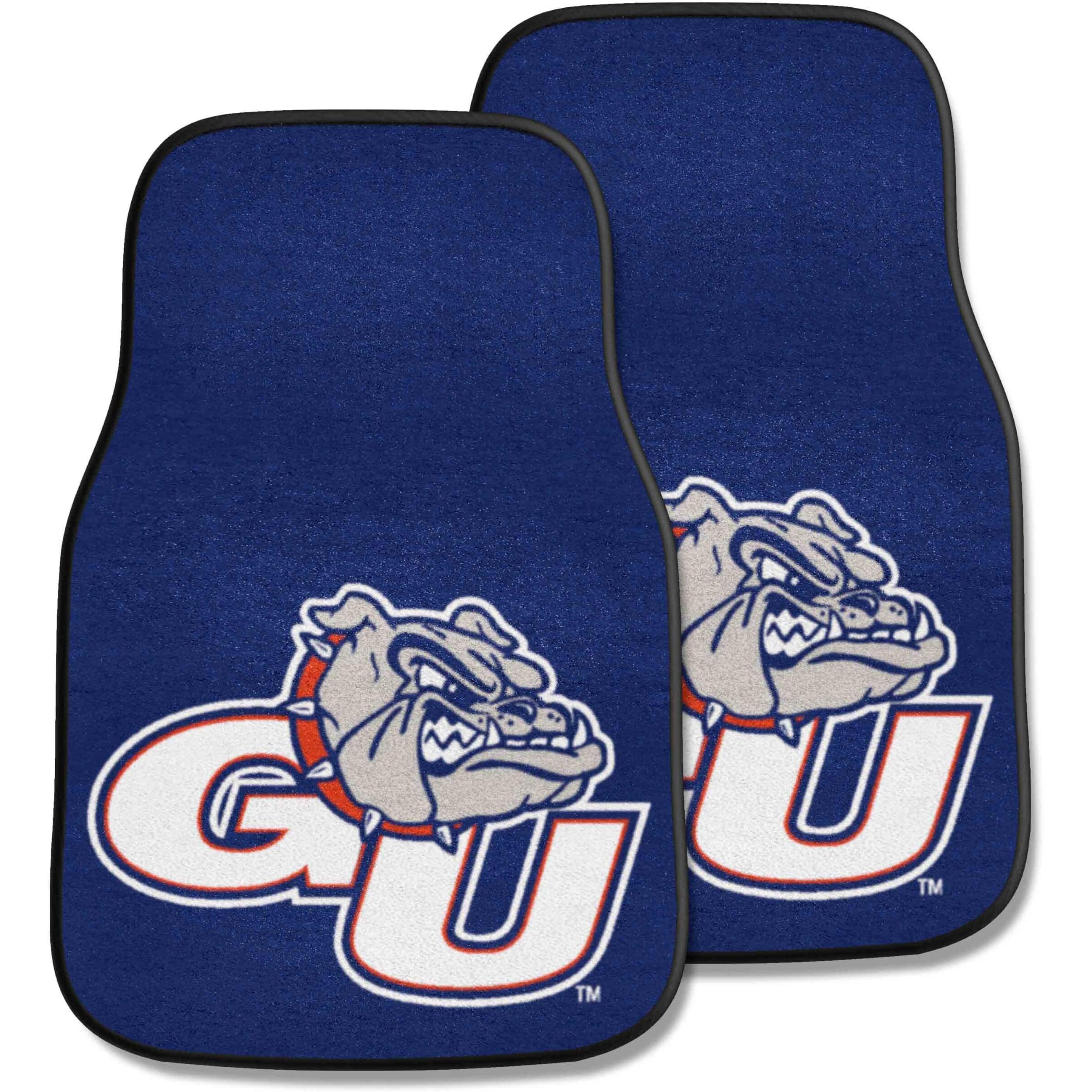 FANMATS 5177 Gonzaga Bulldogs Front 2-Piece Team Logo Carpet Car Mat Set, Front Row Automotive Floor Mats, Non-Slip Backing, Team Colors