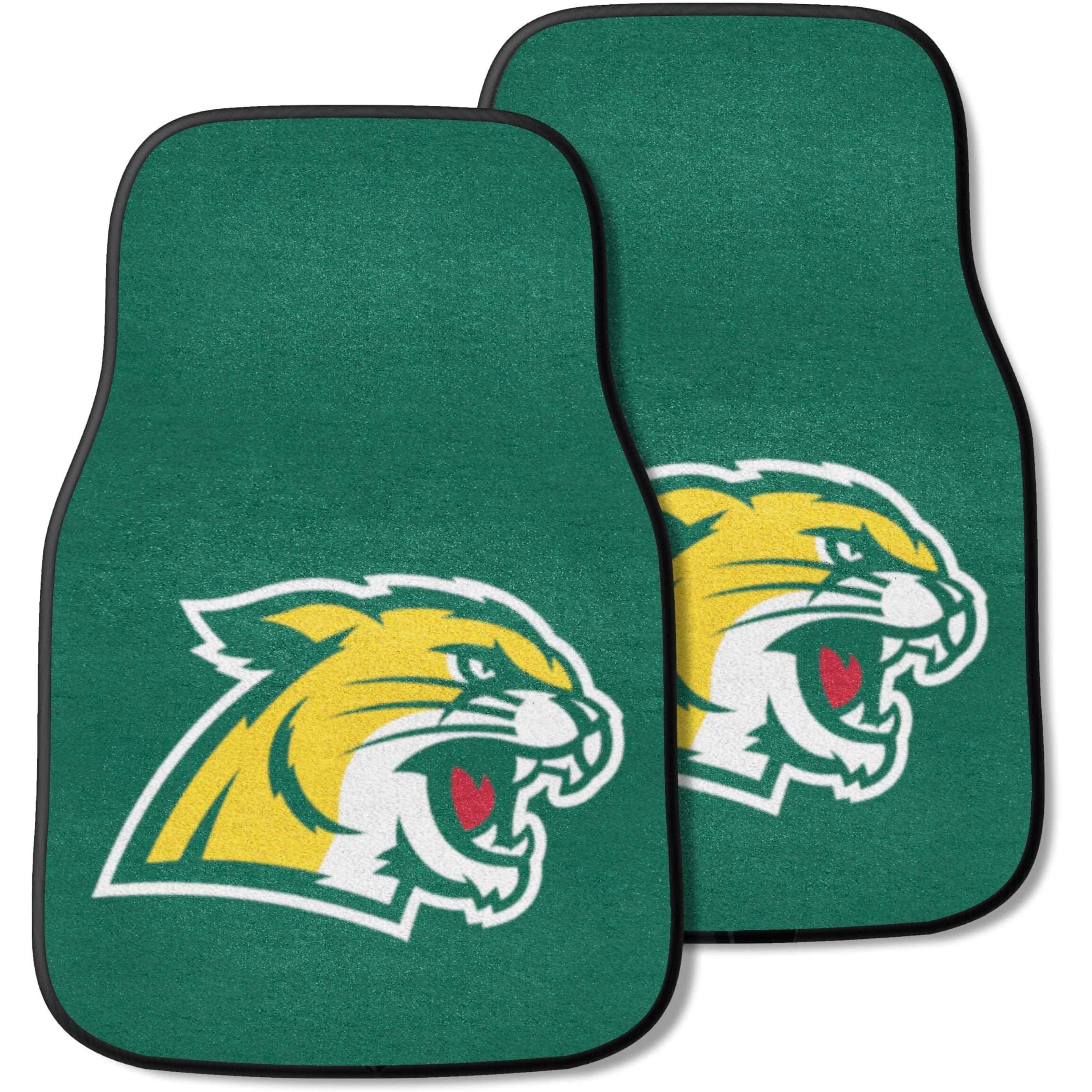 FANMATS 5290 Northern Michigan Wildcats Front 2-Piece Team Logo Carpet Car Mat Set, Front Row Automotive Floor Mats, Non-Slip Backing, Team Colors