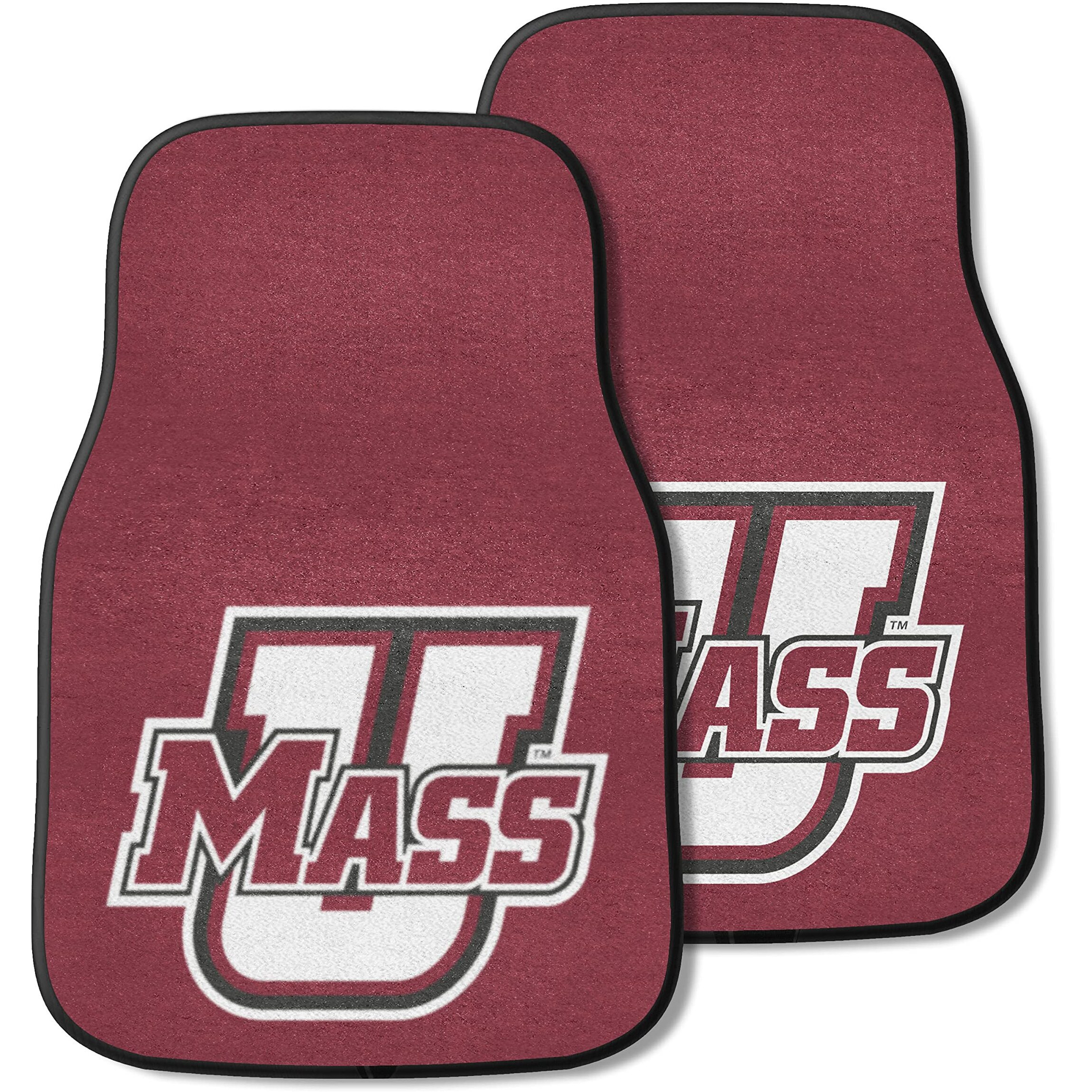 FANMATS 5423 UMass Minutemen Front 2-Piece Team Logo Carpet Car Mat Set, Front Row Automotive Floor Mats, Non-Slip Backing, Team Colors