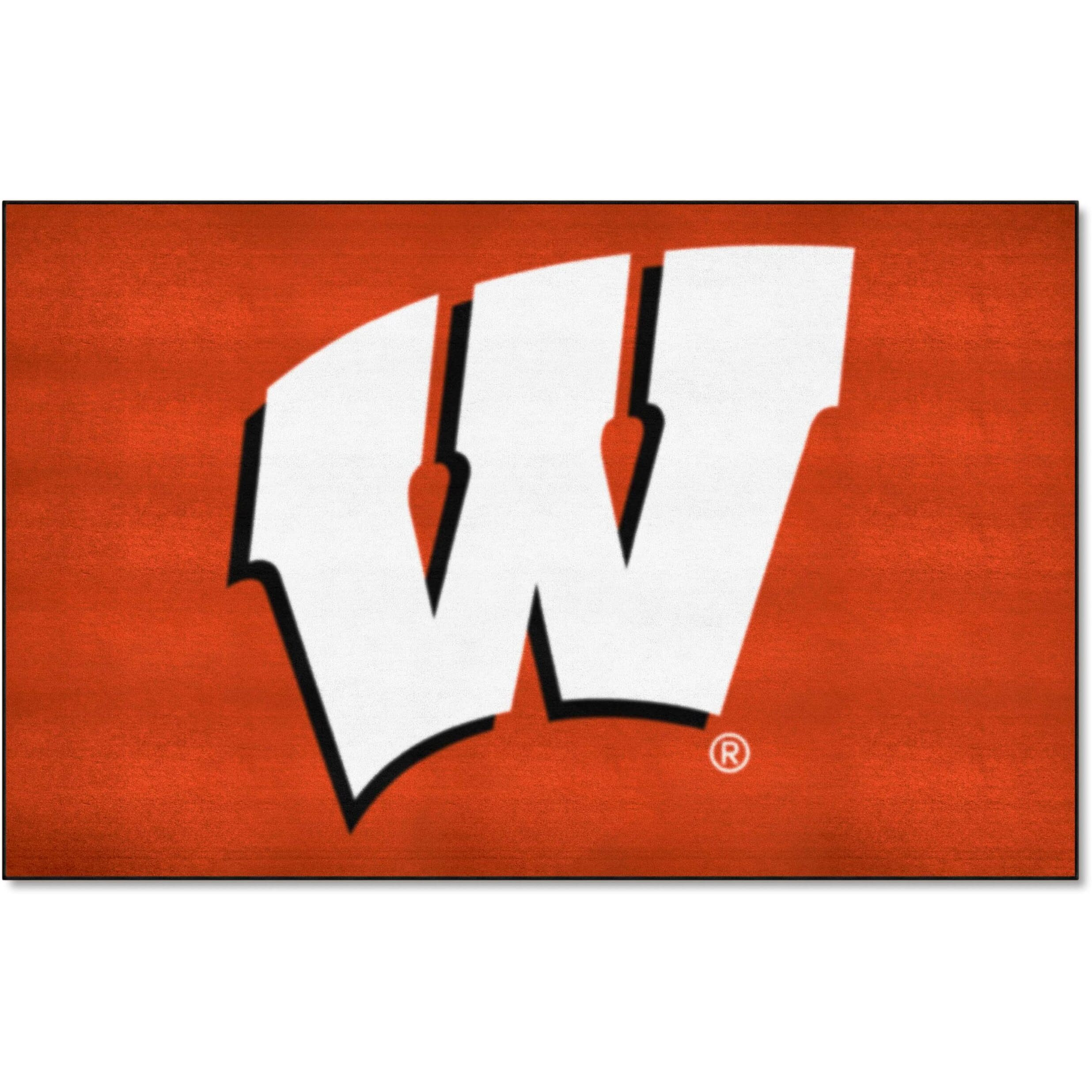 FANMATS 1646 Wisconsin Badgers Ulti-Mat Rug - 5ft. x 8ft. | Sports Fan Area Rug, Home Decor Rug and Tailgating Mat - W Primary Logo