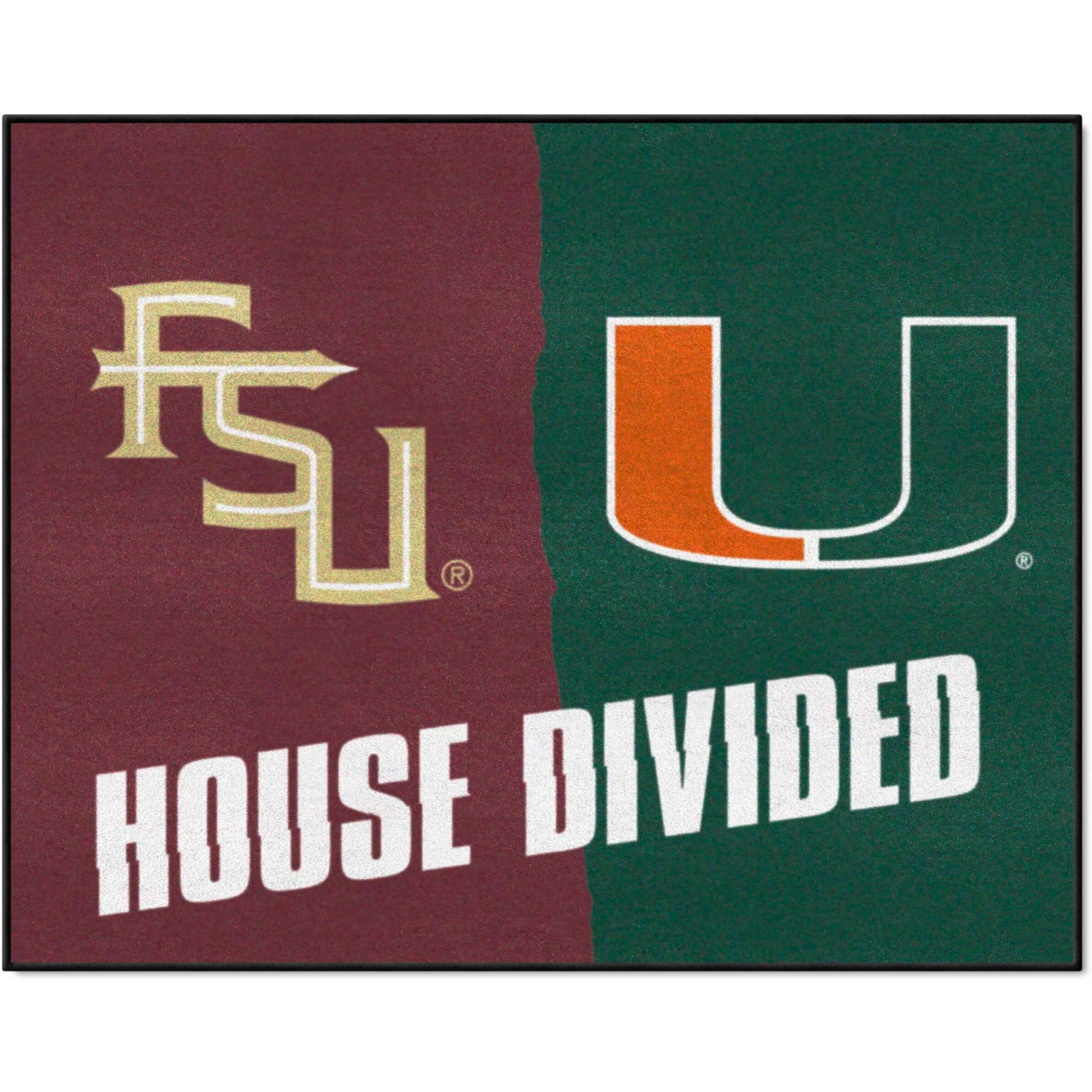 FANMATS 7115 Florida State / Miami House Divided Rug - 34 in. x 42.5 in.