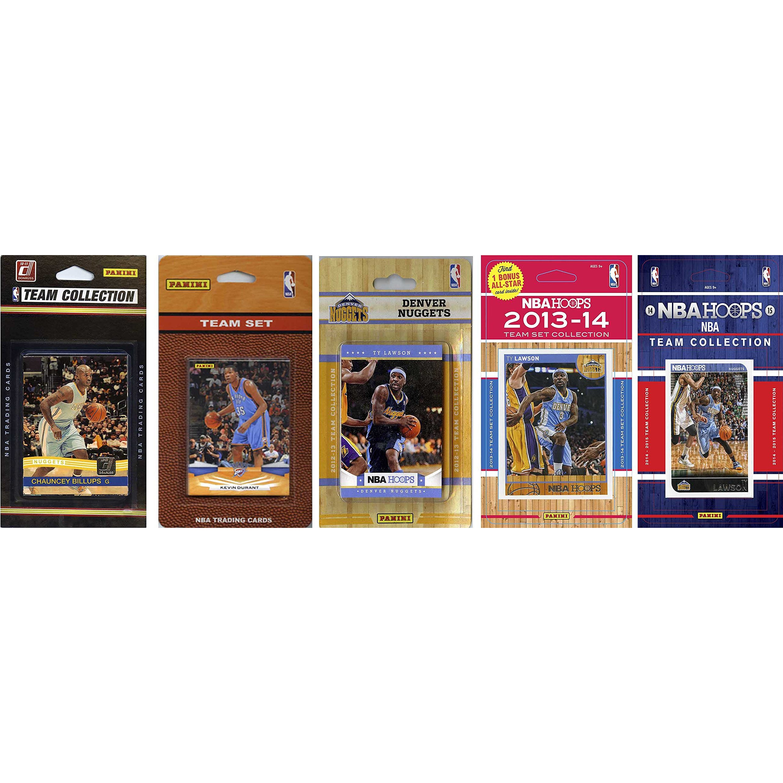 NBA Denver Nuggets 5 Different Licensed Trading Card Team Sets, Brown, One Size