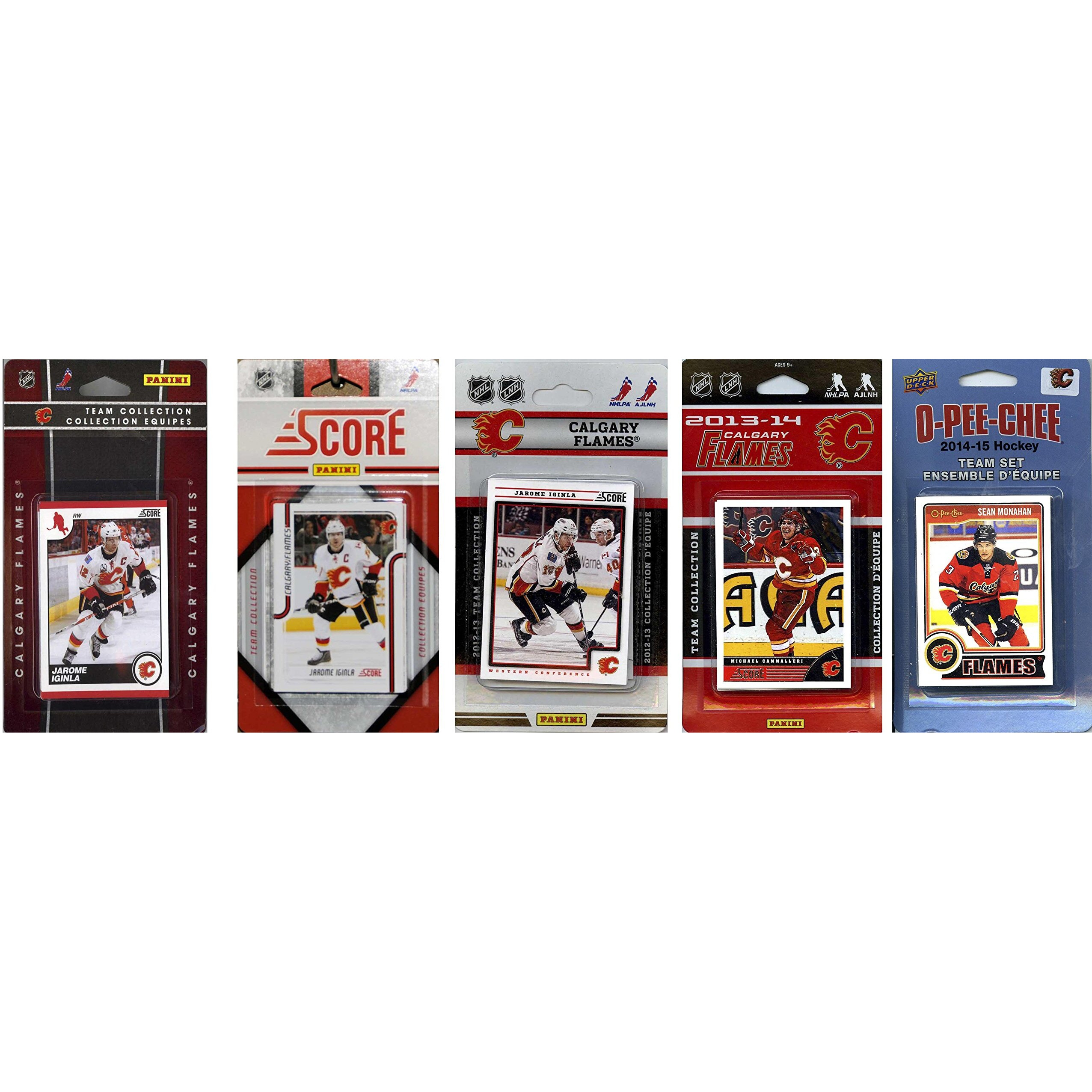 NHL Calgary Flames 5 Different Licensed Trading Card Team Sets, Brown, One Size