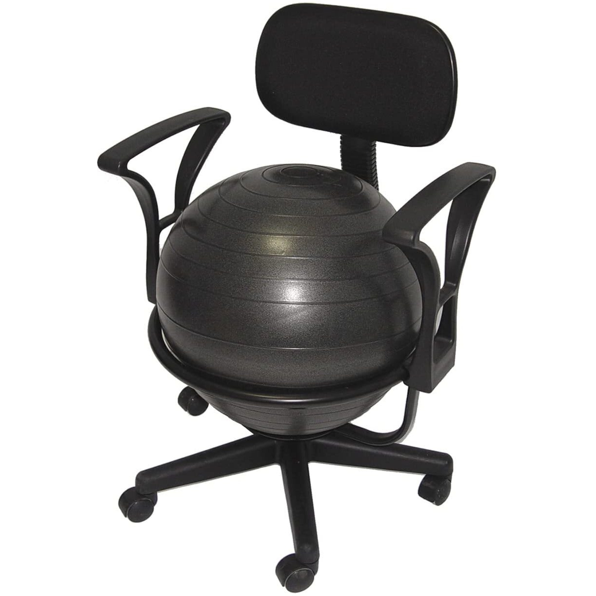 Deluxe Office Ball Chair, ergonomic chair, lockable wheels, with armrest, lower back support, phthalates-free ball, 16  arm rest to arm rest