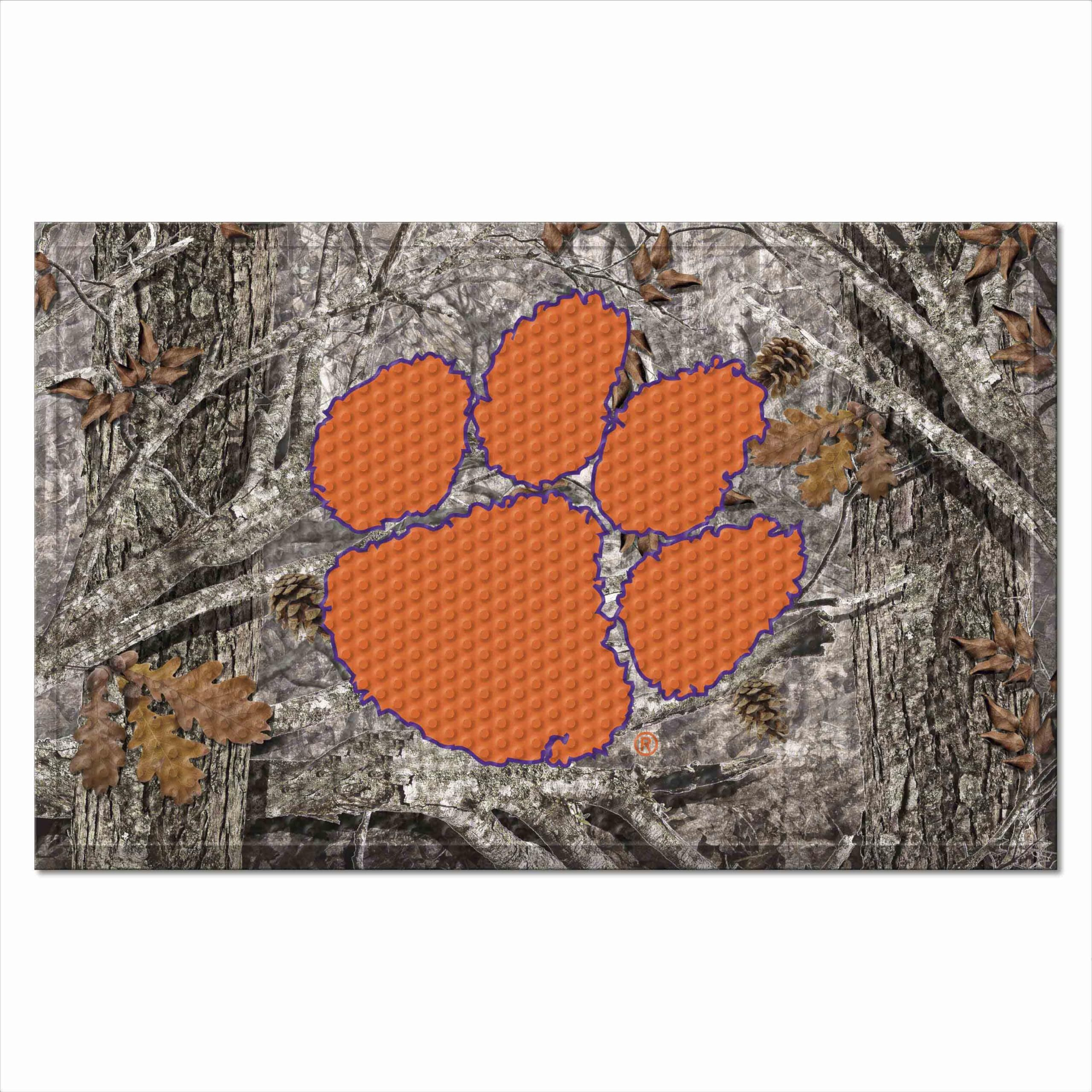 FANMATS 19187 Clemson Tigers Rubber Scraper Door Mat, Camo Color