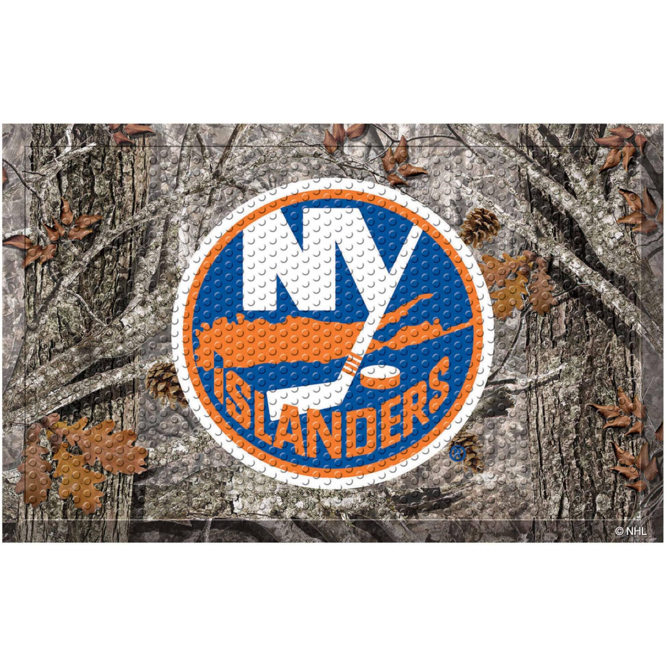 FANMATS 19159 New York Islanders Rubber Scraper Door Mat, Camo Color