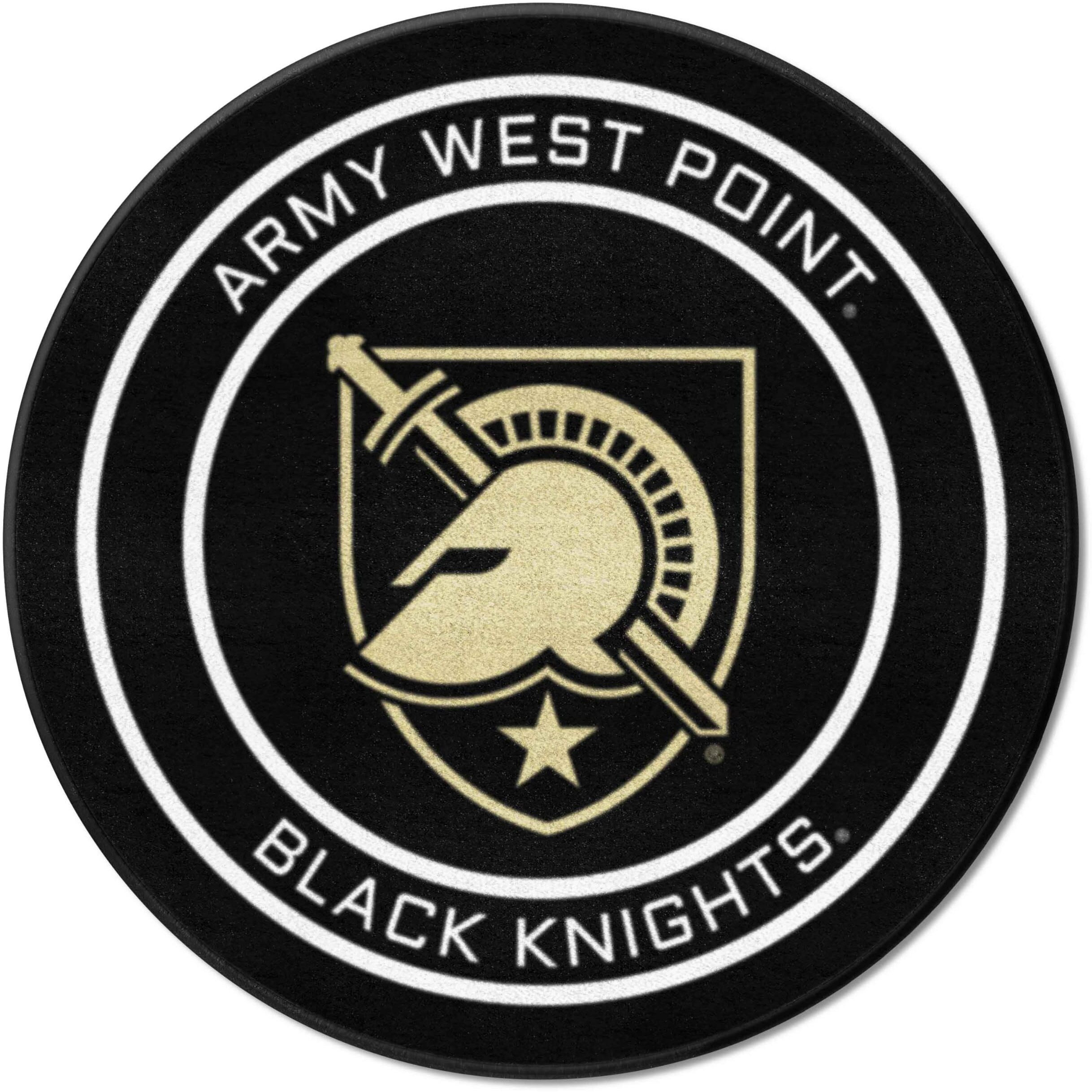 FANMATS 19494 Army West Point Black Knights Hockey Puck Shaped Rug - 27in. Diameter, Hockey Puck Design, Sports Fan Accent Rug