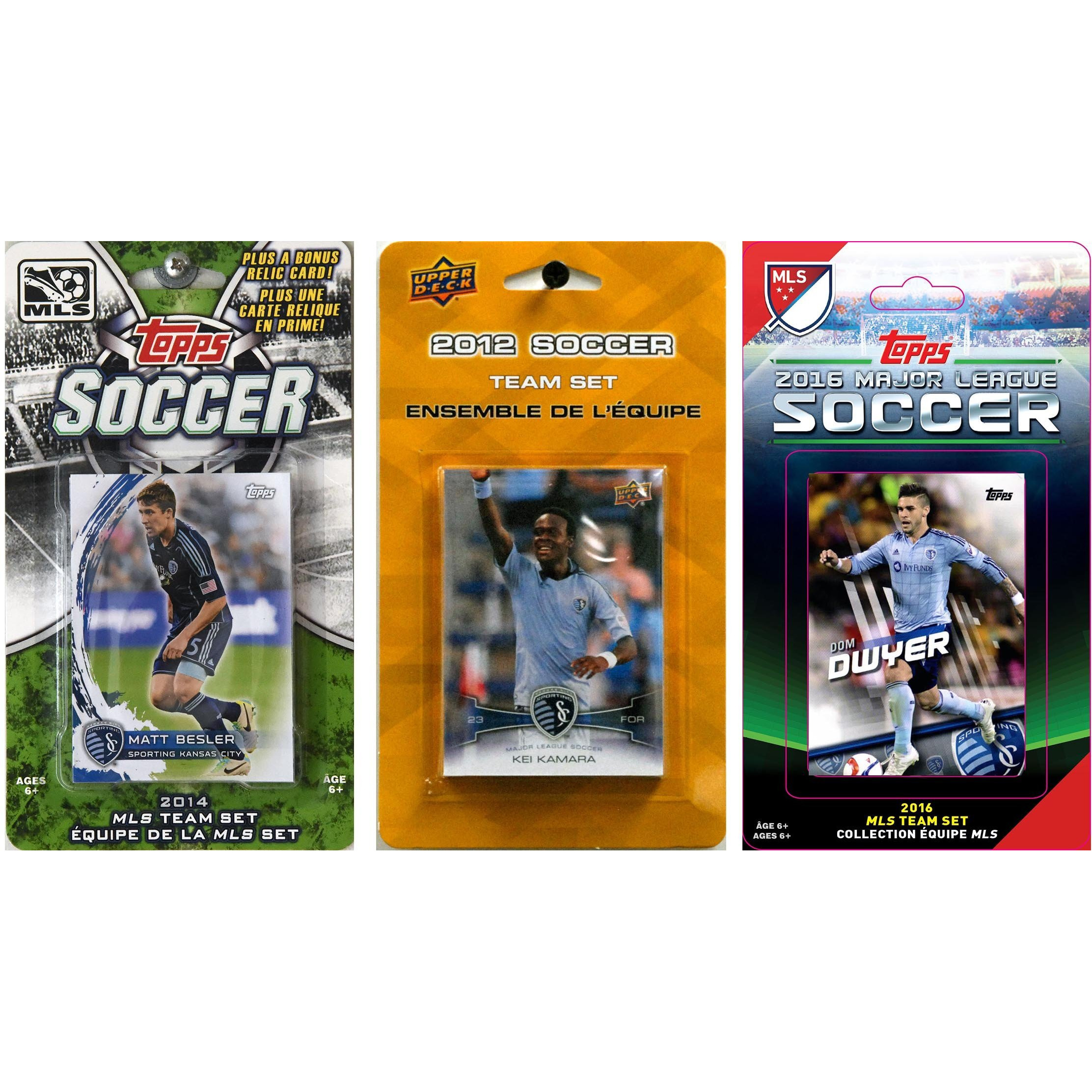 MLS Sporting Kansas City 3 Different Trading Card Sets, White