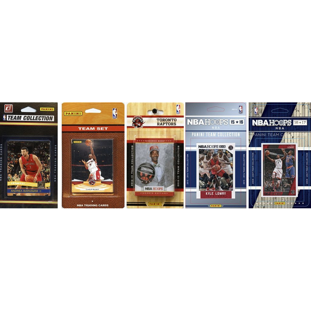 C&I Collectables NBA Toronto Raptors Men's 5 Different Licensed Trading Card Team Sets, White