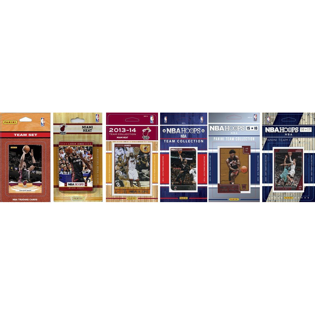 C&I Collectables NBA Miami Heat Men's 6 Different Licensed Trading Card Team Sets, White