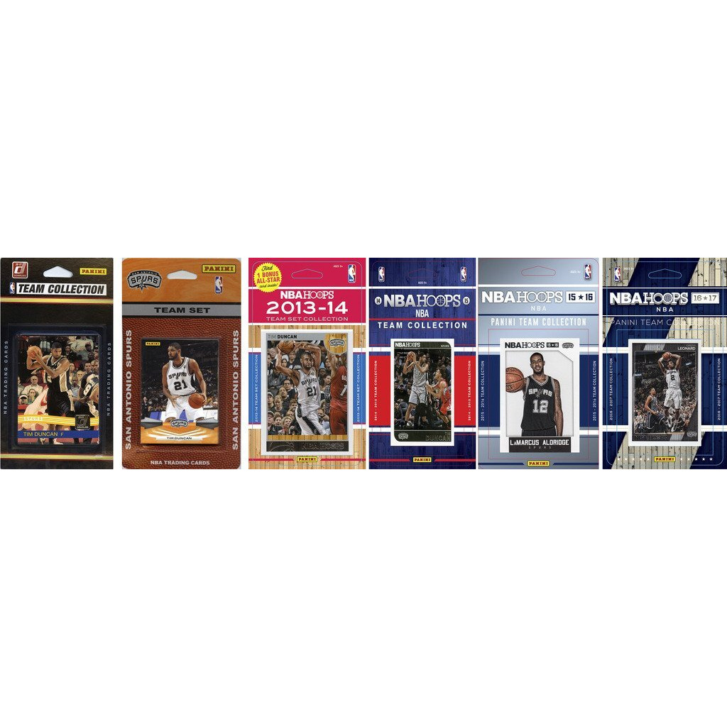 C&I Collectables NBA San Antonio Spurs Men's 6 Different Licensed Trading Card Team Sets, White