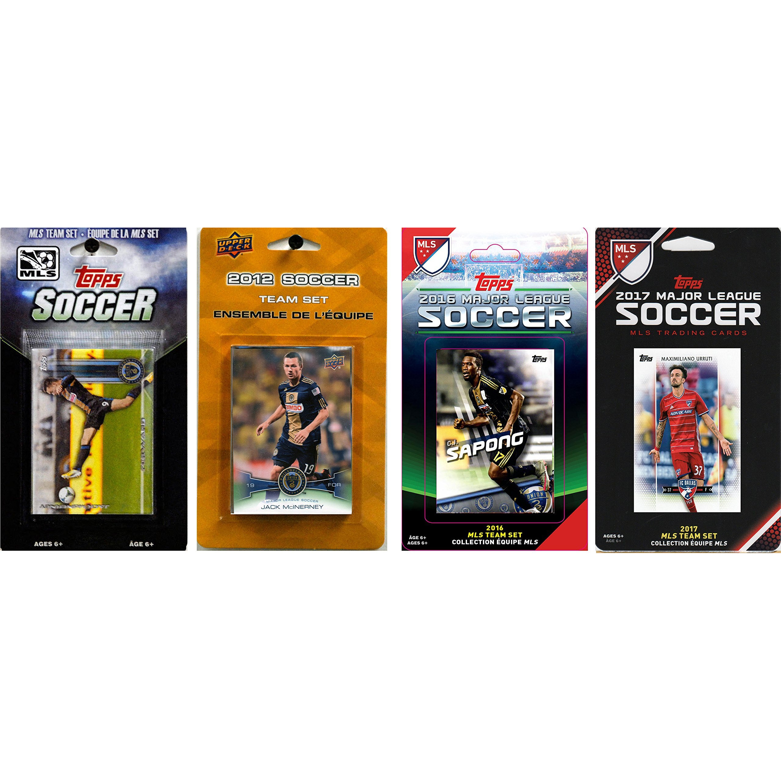 C&I Collectables MLS Philadelphia Union Men's 4 Different Licensed Trading Card Team Sets, White