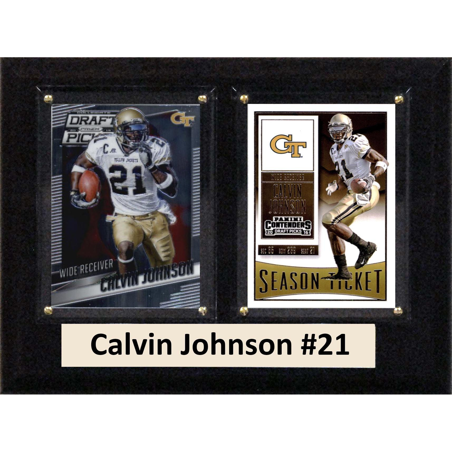 C&I Collectables NCAA Georgia Tech Yello Jackets Men's Calvin Johnson To Card Plaque, Bron, 6 X8