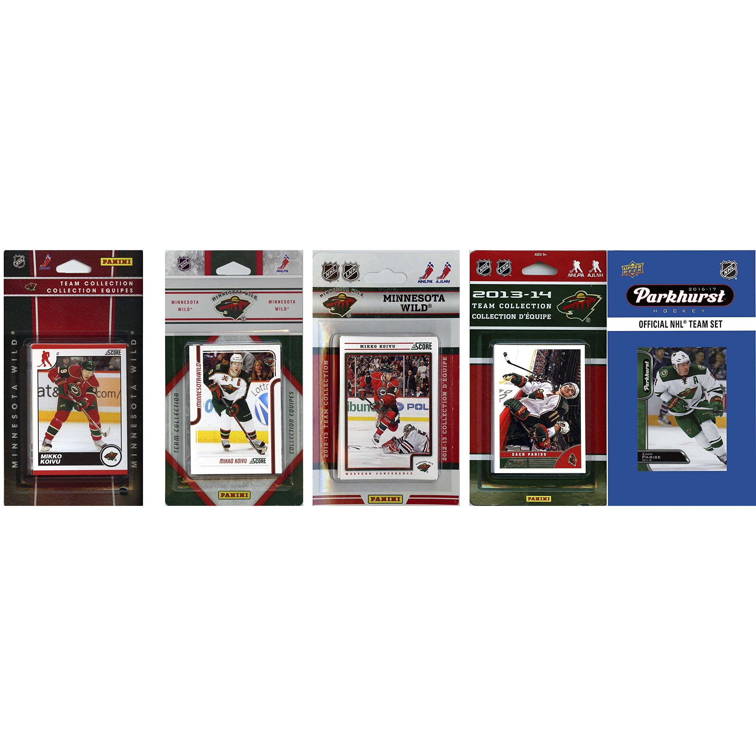 NHL Minnesota Wild Men's 5 Different Licensed Trading Card Team Sets, White