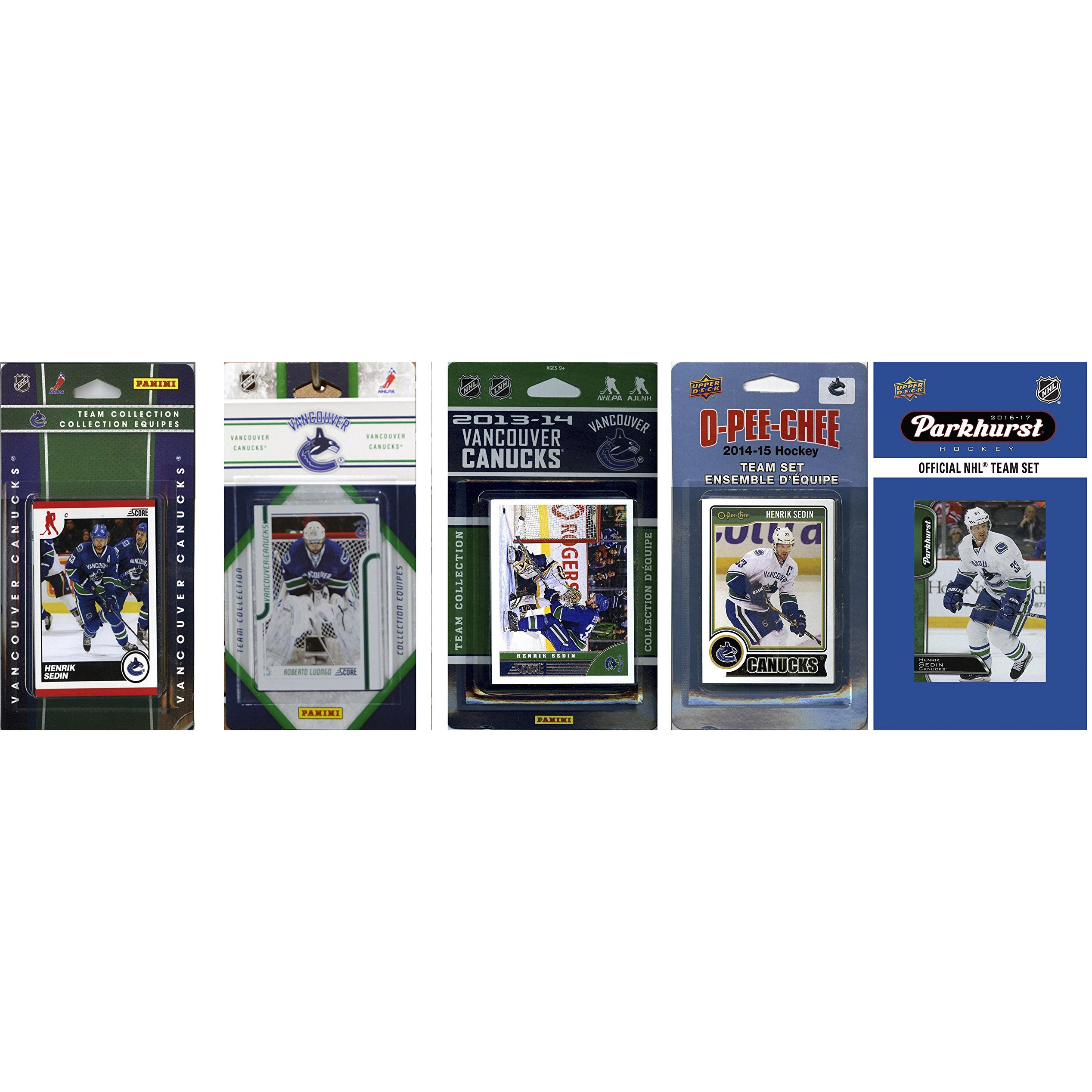 C&I Collectables NHL Vancouver Canucks Men's 5 Different Licensed Trading Card Team Sets, White