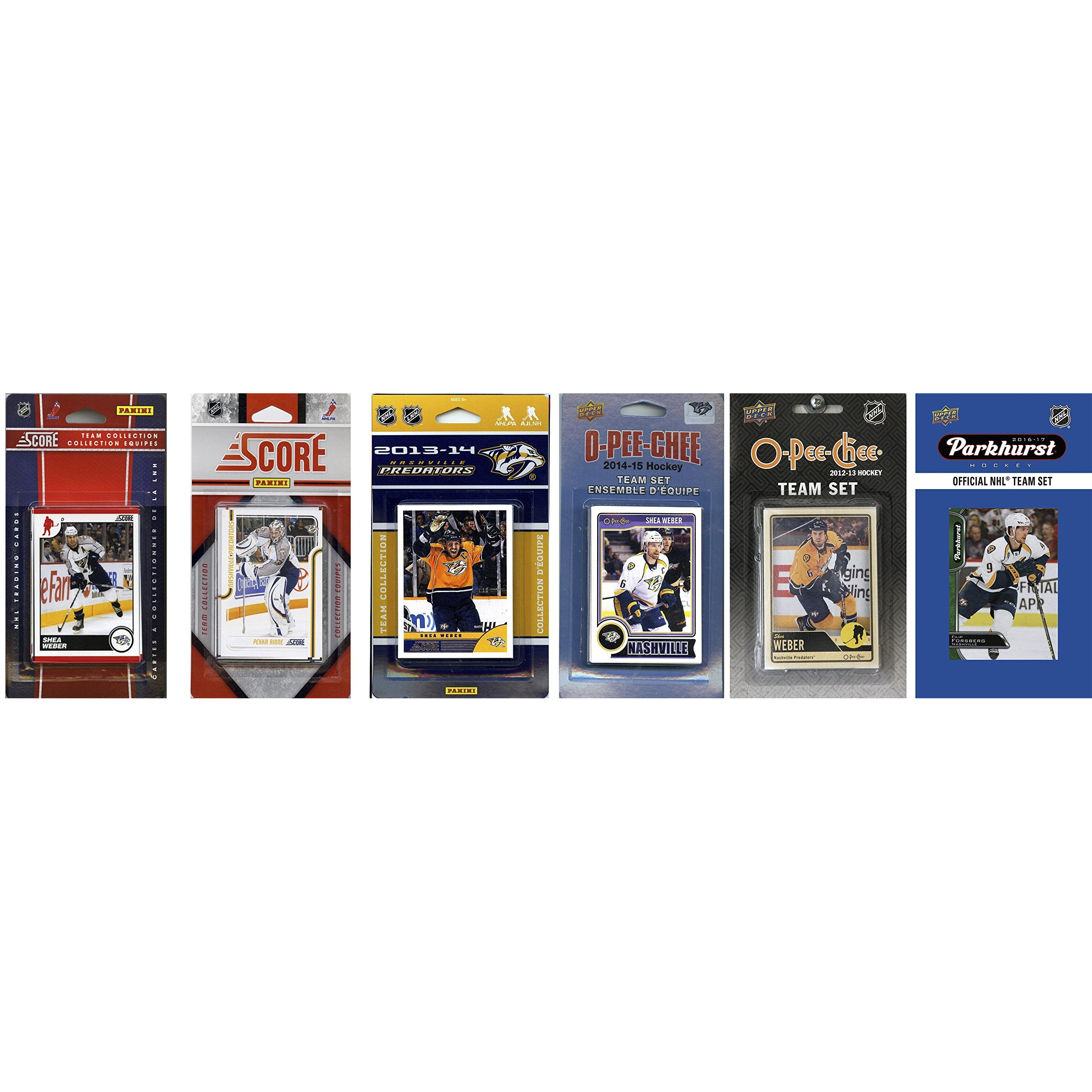 C&I Collectables NHL Nashville Predators Men's 6 Different Licensed Trading Card Team Sets, White