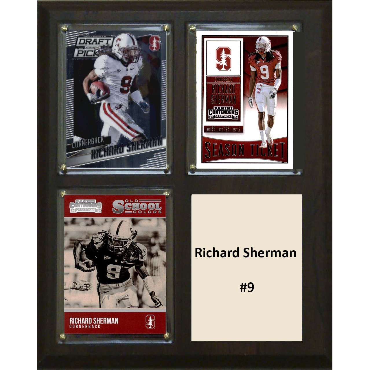 C&I Collectables NCAA Stanford Cardinal Men's Richard Sherman Three Card Plaque, Brown, 8 X10