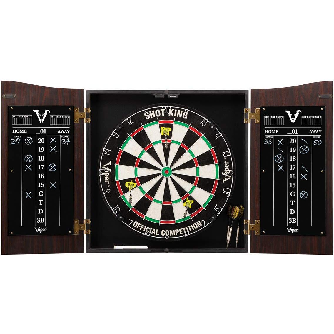 Viper Vault Dartboard Cabinet with Shot King Sisal Dartboard