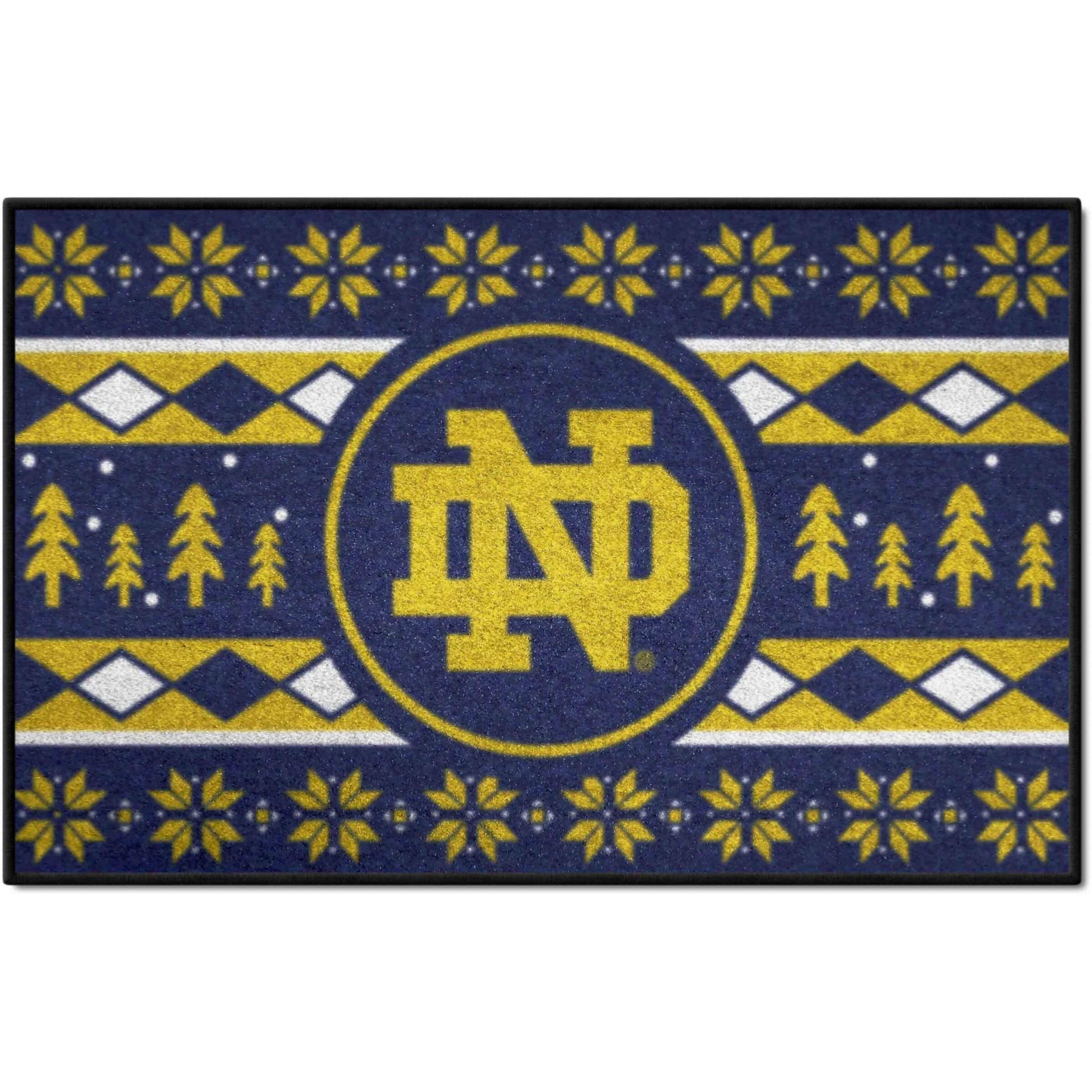 FANMATS 25847 NCAA - Notre Dame Fighting Irish Holiday Sweater Starter Mat Accent Rug - 19in. x 30in. | Sports Fan Home Decor Rug and Tailgating Mat