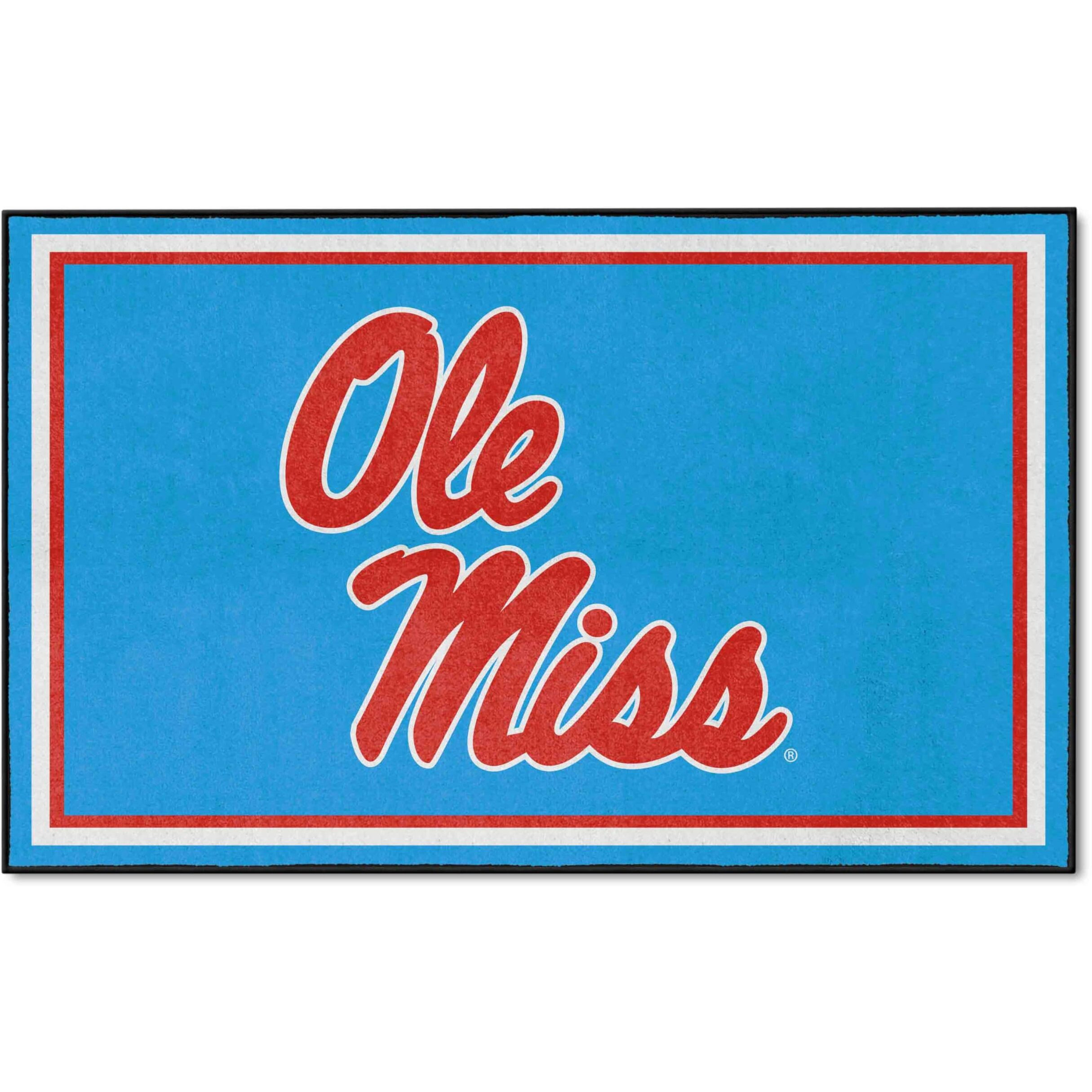 FANMATS 27227 University of Mississippi (Ole Miss) Light Blue 4ft. x 6ft. Plush Area Rug