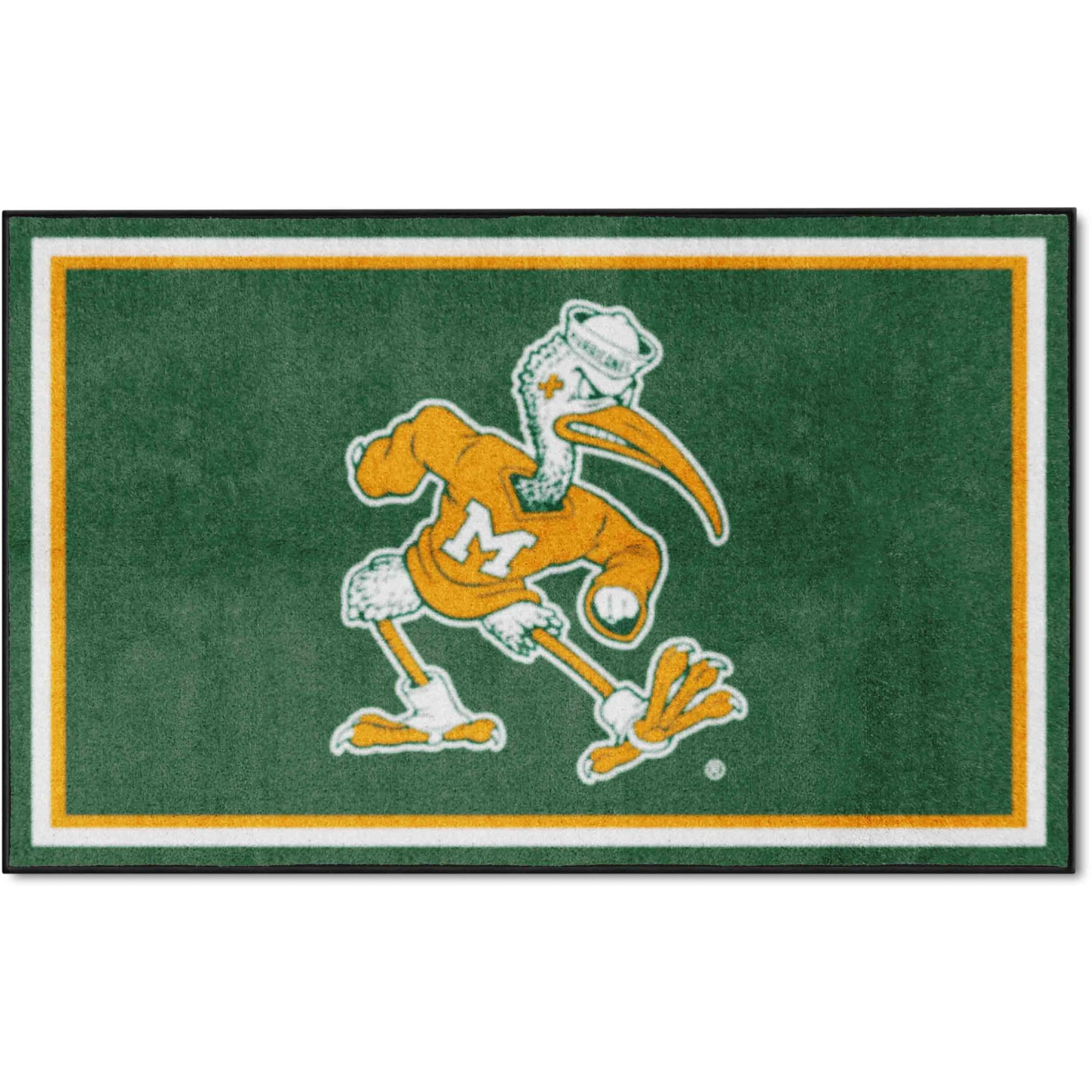 FANMATS 28067 University of Miami Sebastian the Ibis 4ft. x 6ft. Plush Area Rug